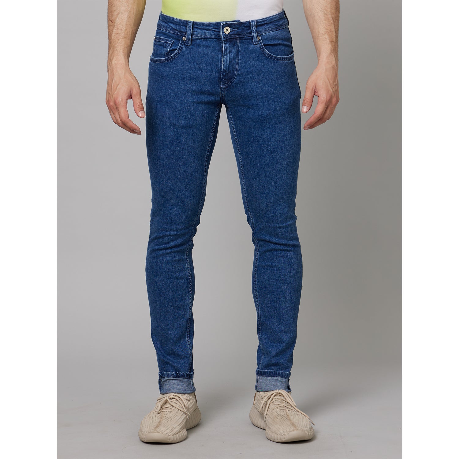 Navy Blue Skinny Fit Stretchable Jeans (COECOSTONE145)