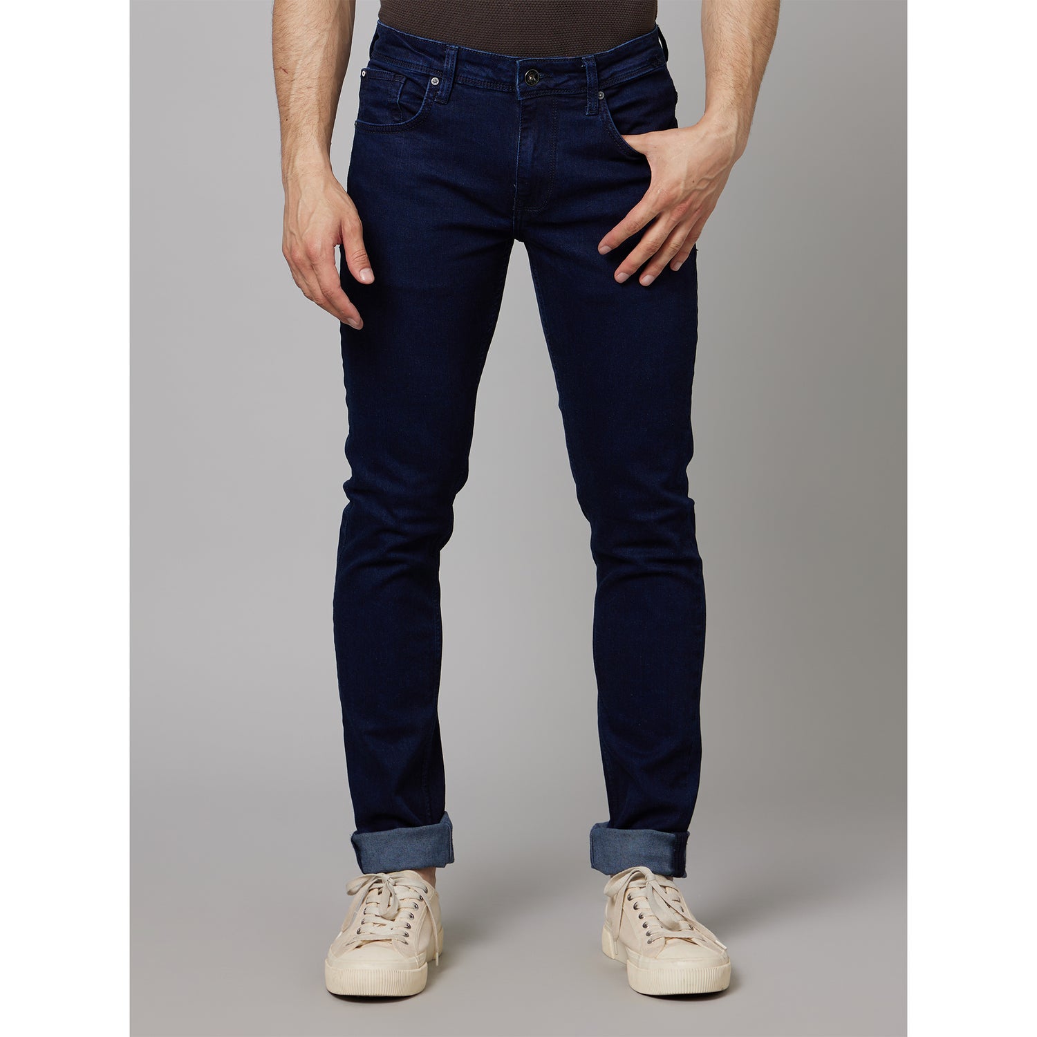 Navy Blue Mid-Rise Jean Slim Fit Jeans (COECODARK125)