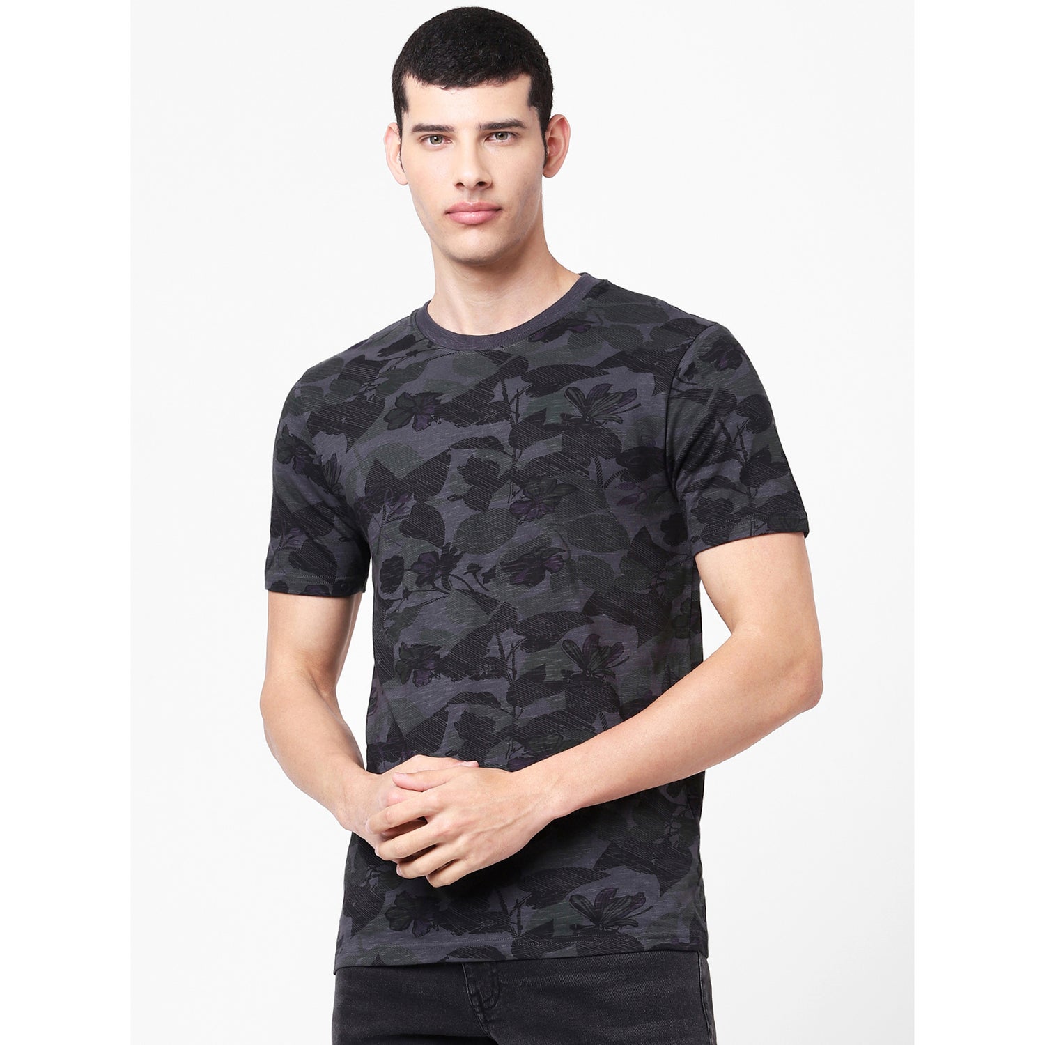 Green Camouflage Printed Cotton T-shirt (BELEAF)