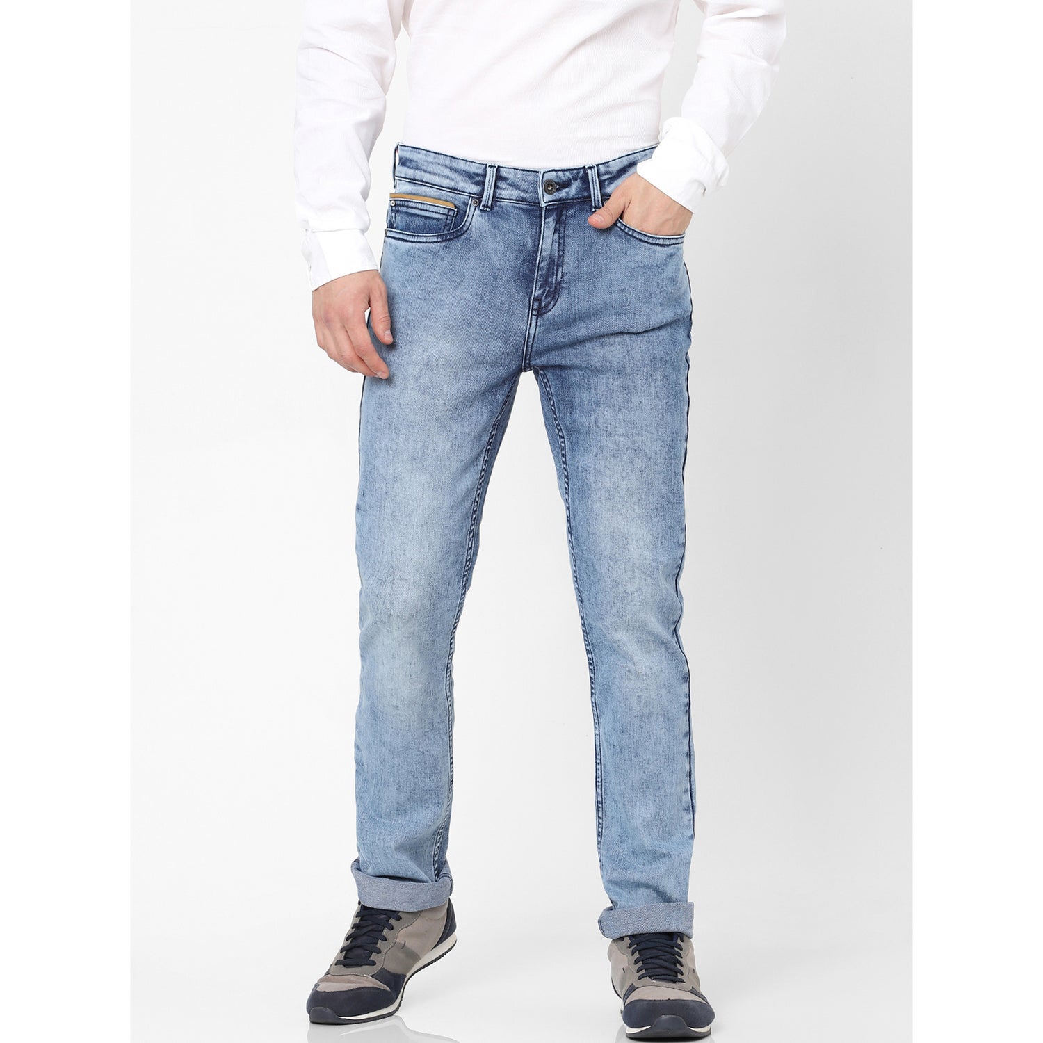 Blue Slim Fit Heavy Fade Cotton Stretchable Jeans (BOENTRY)