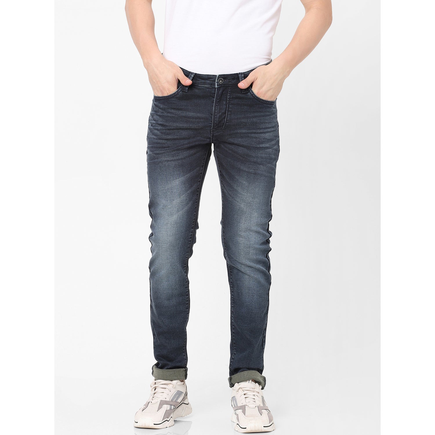 Blue Slim Fit Heavy Fade Cotton Jeans (BOSIN1)