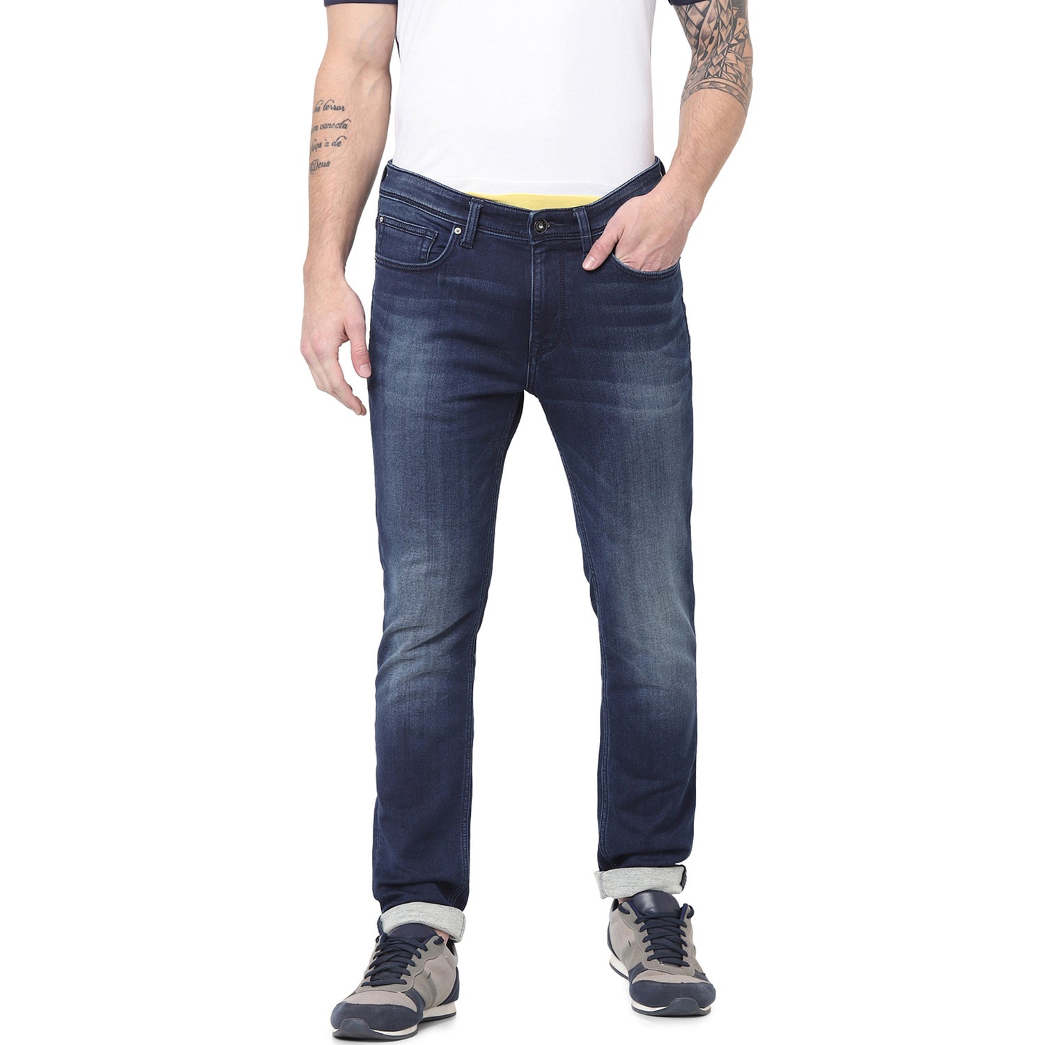 Blue Slim Fit Heavy Fade Stretchable Jeans (BOTRENDY3)