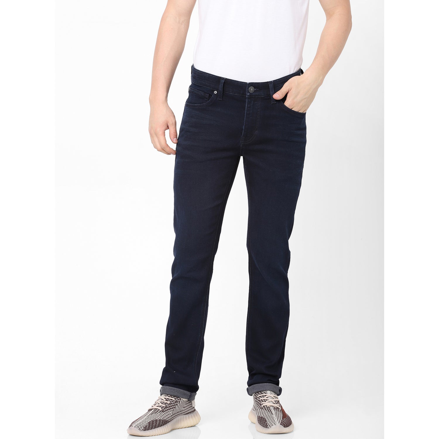 Navy Blue Slim Fit Stretchable Jeans (BOVERDYEIN25)
