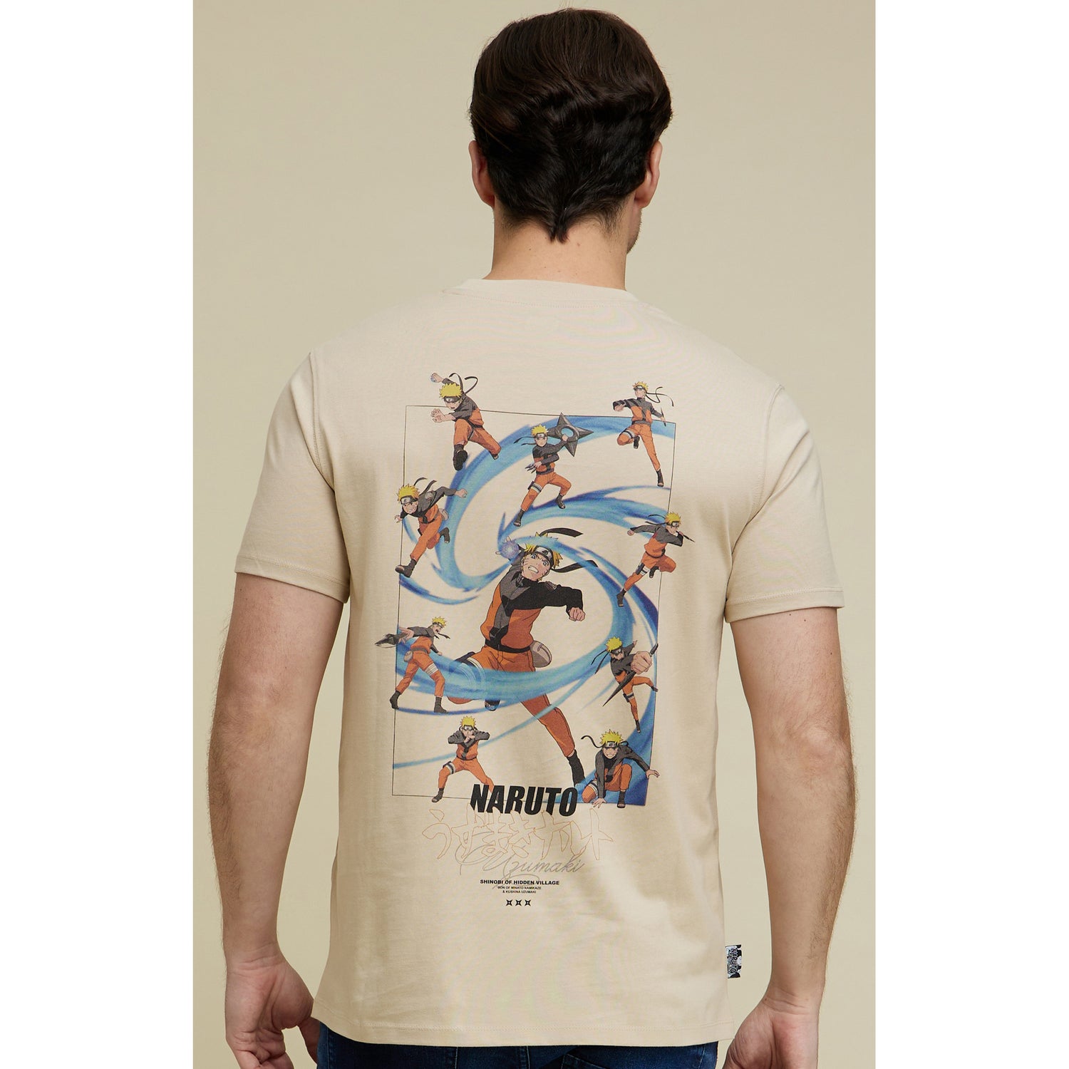 Naruto - Beige Printed Cotton T-shirt (LBENARUT1)