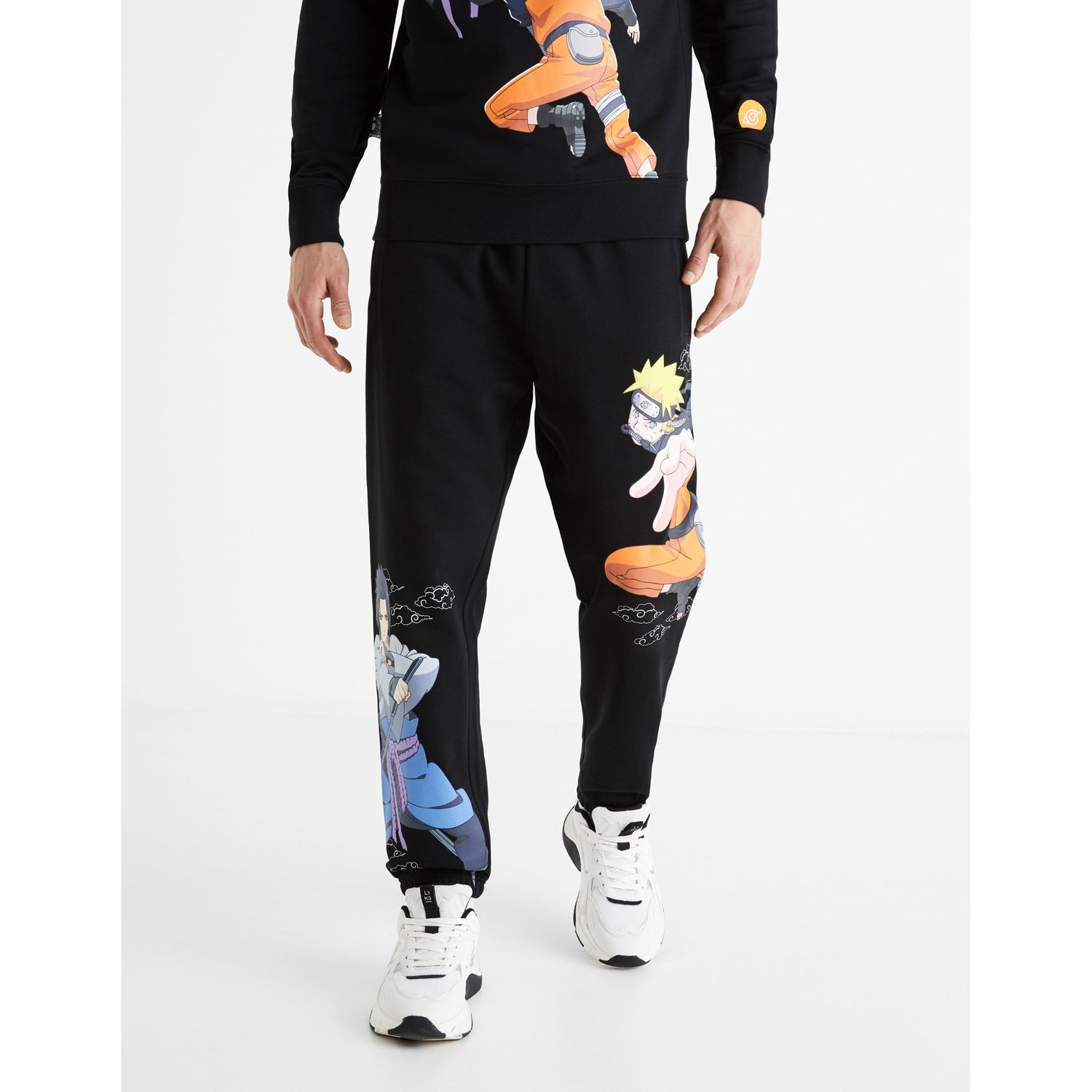 Naruto - Black Printed Cotton Joggers (LBONARU2)