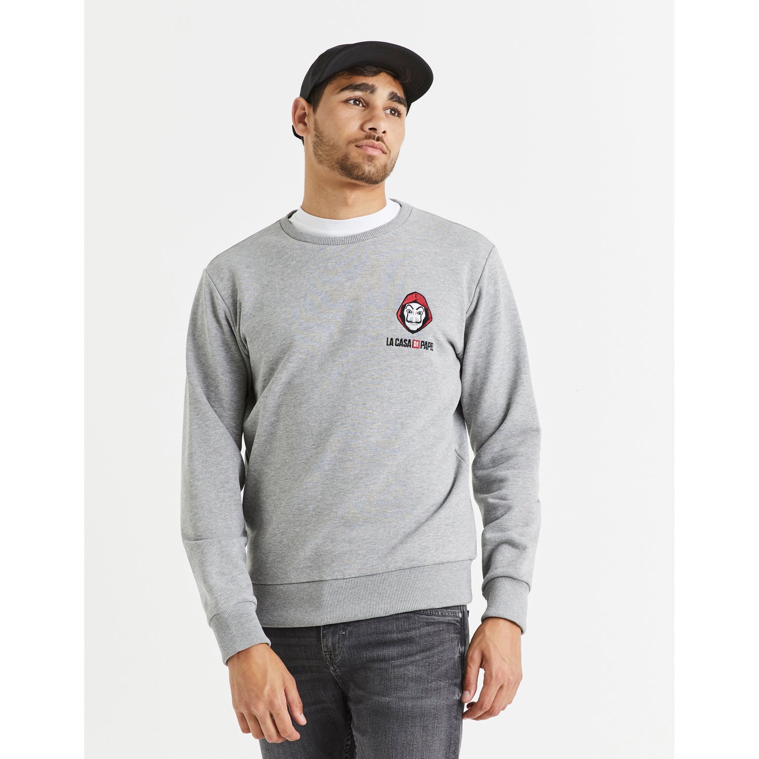 Money Heist - Grey Printed Cotton Hooded Sweatshirt (LVESPISW02)