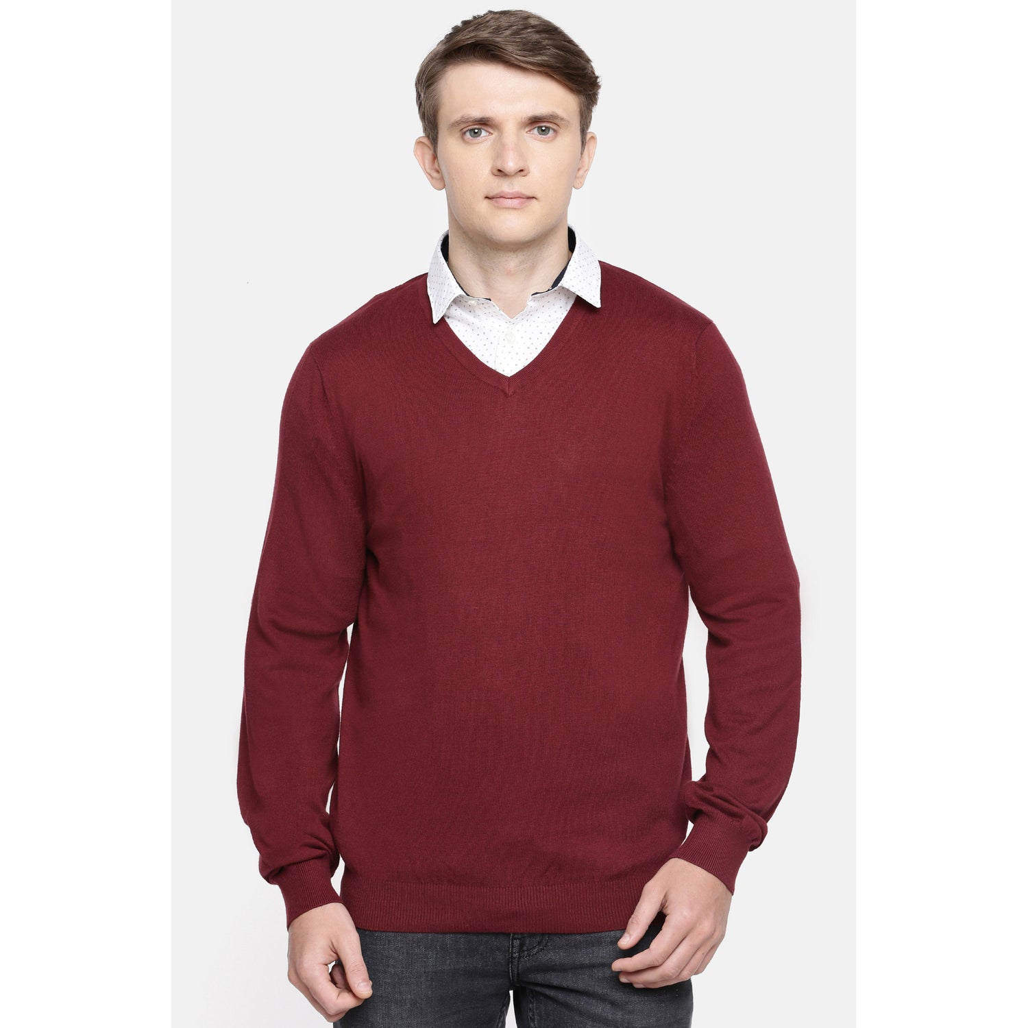 Burgundy Cotton Pullover Sweater (PEPPERI)