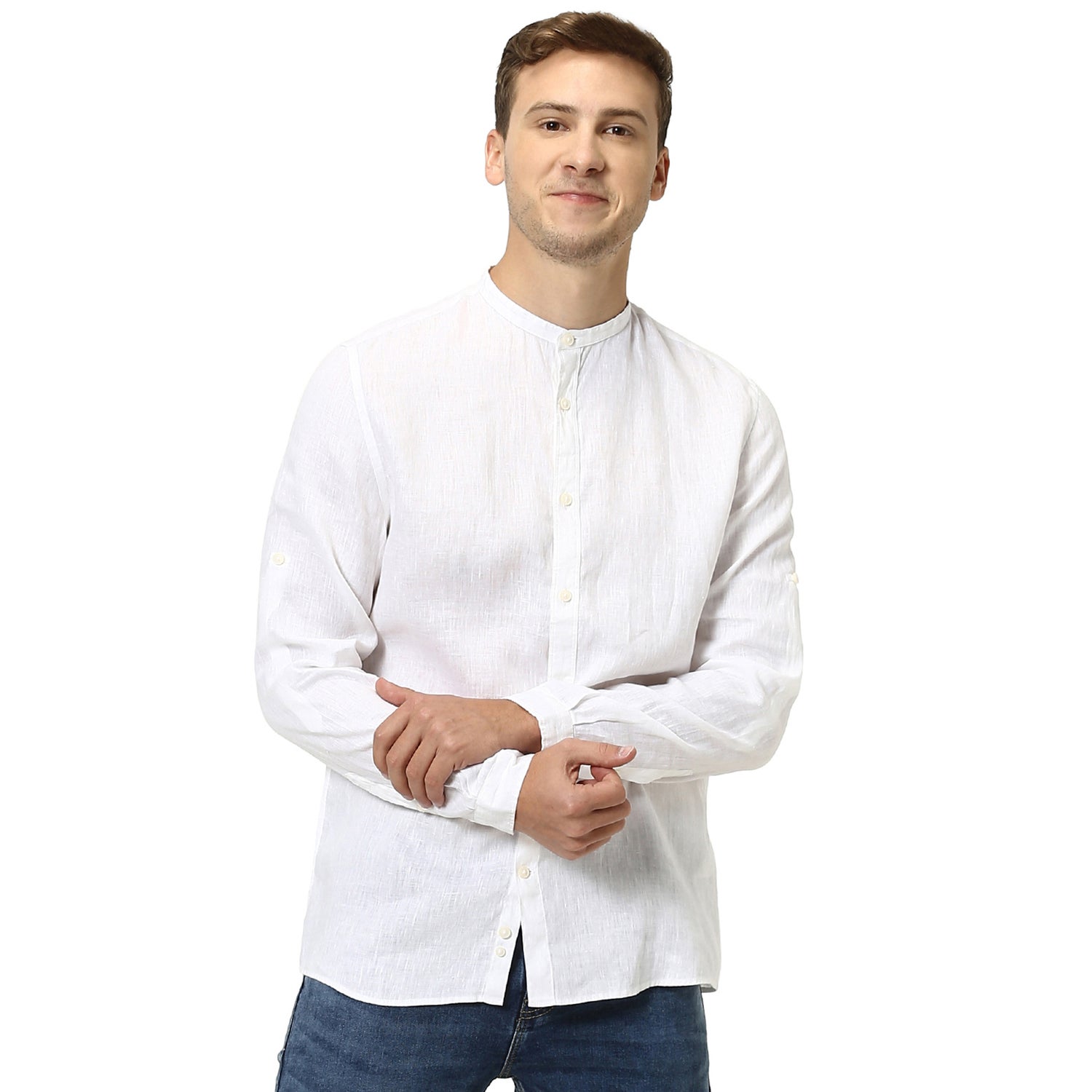 White Regular Fit Solid Casual Shirt (RATAMAOI)