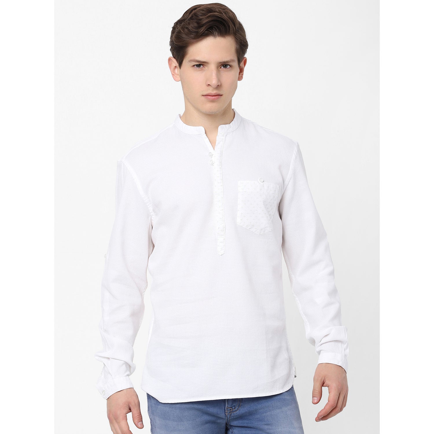White Cotton Casual Shirt (SADOBBY)