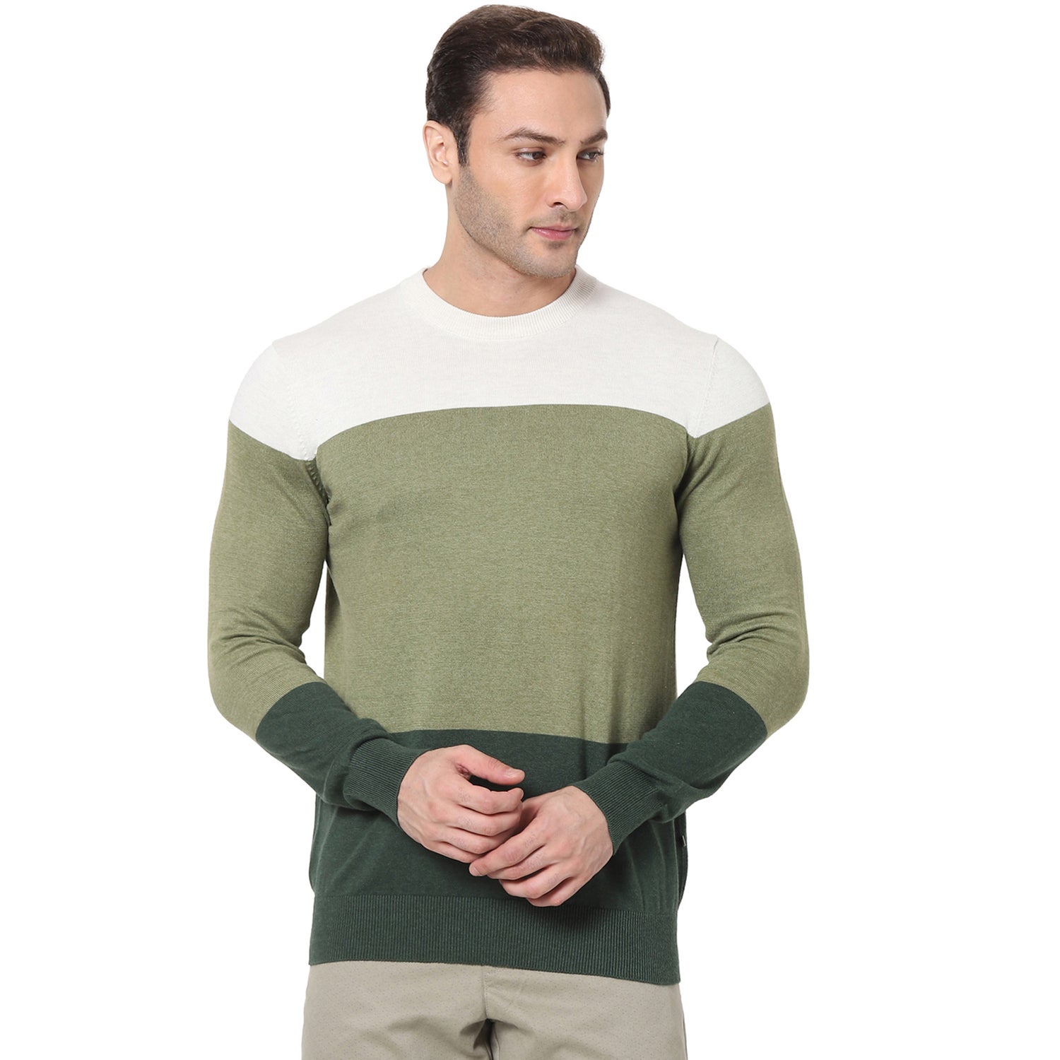 Olive Colourblocked Sweater (SERAININ)