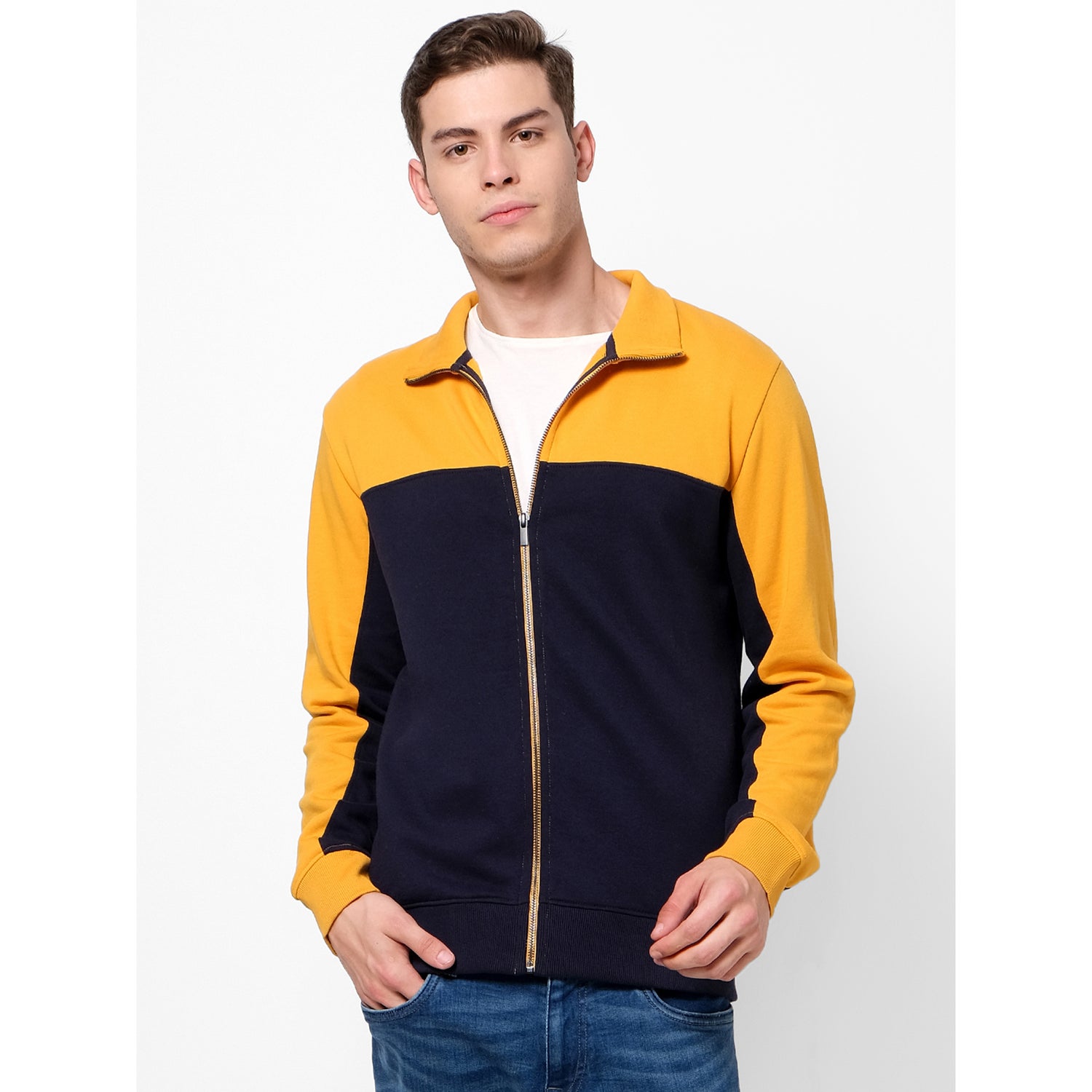 Yellow and Blue Colourblocked Sweatshirt (SESQUAD)