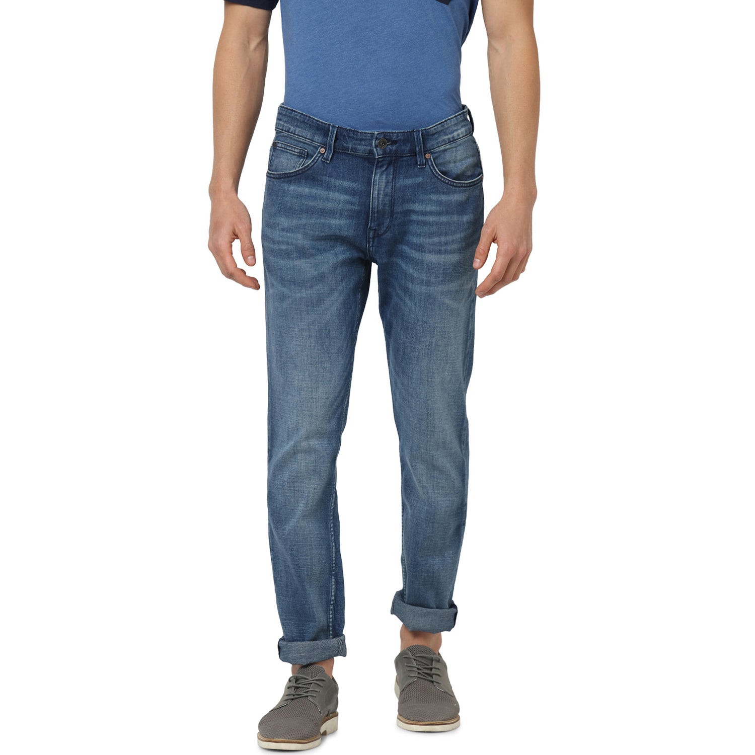 Blue Slim Fit Mid-Rise Clean Look Jeans (SOSOFT)