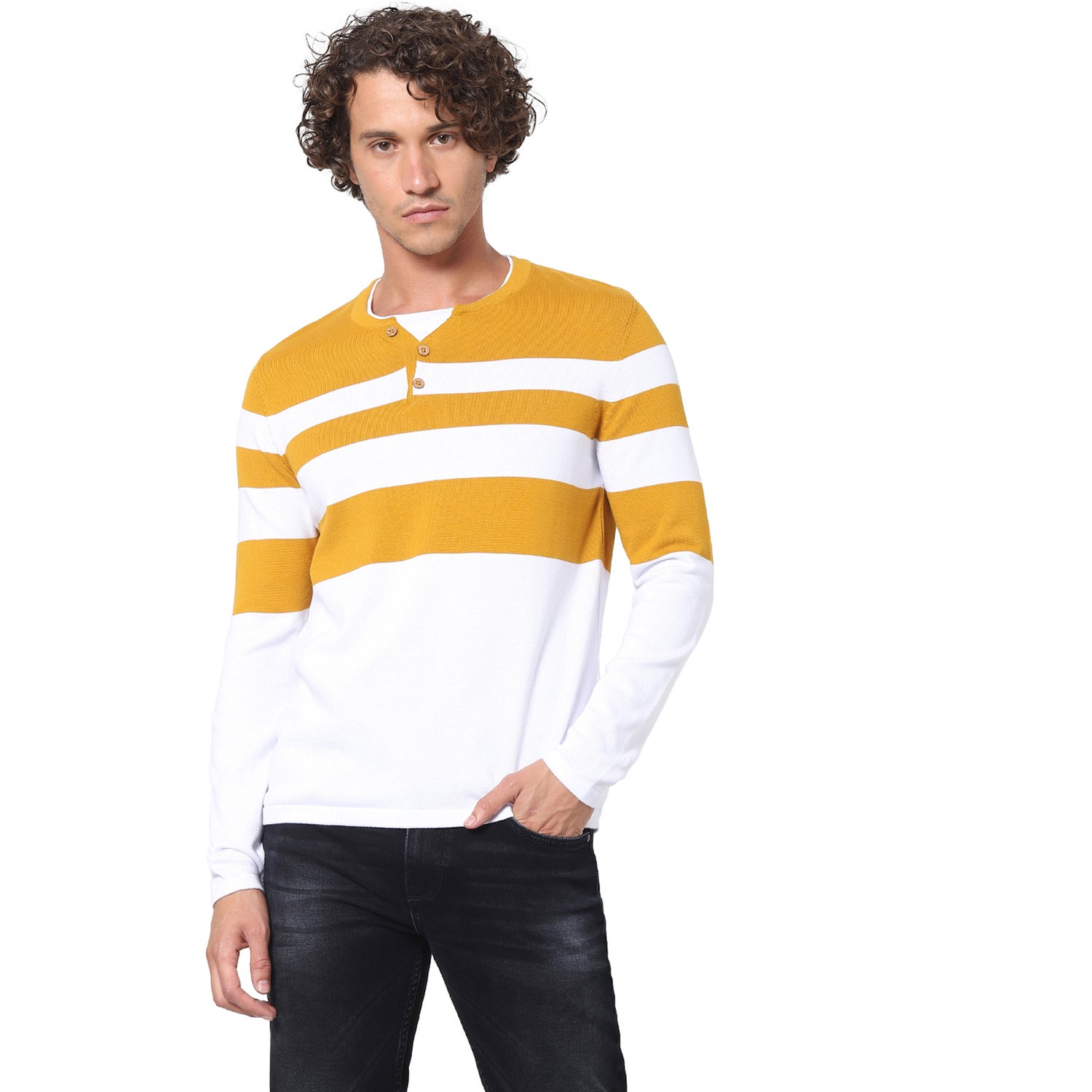 Mustard Striped Sweater (TECHILLRAY)