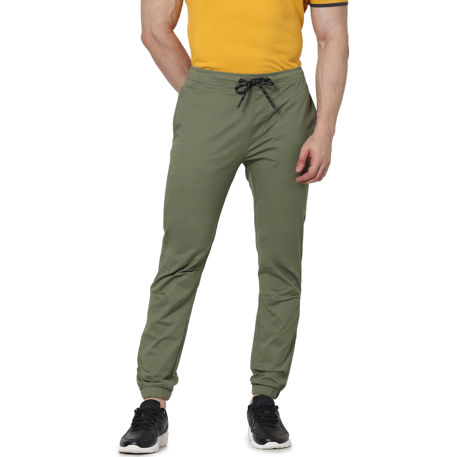 Olive Green Straight Fit Joggers Trousers (TOBASIC)