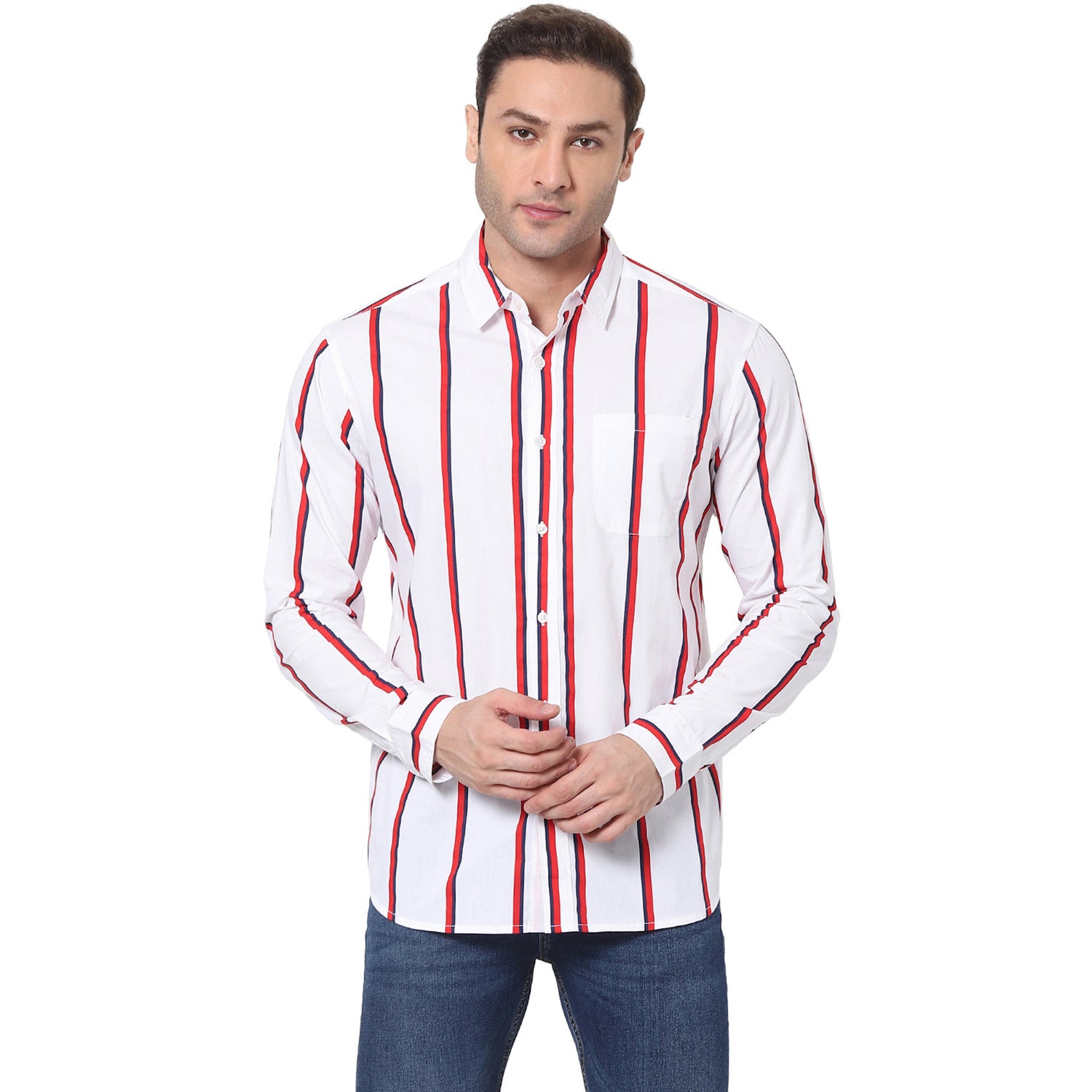 White Striped Casual Shirt (VATOM)
