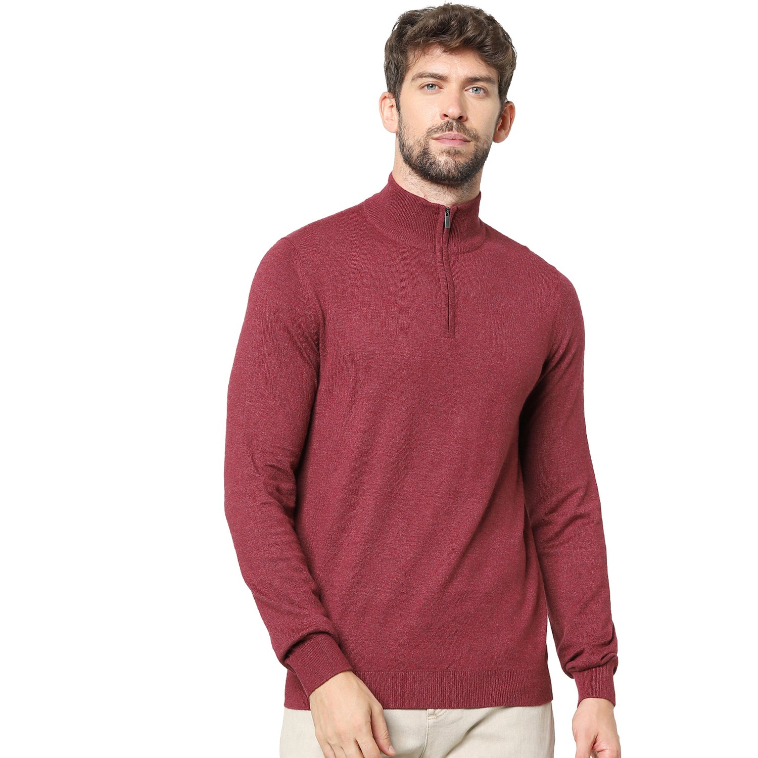 Burgundy Cotton Pullover Sweater (VELIMINI)