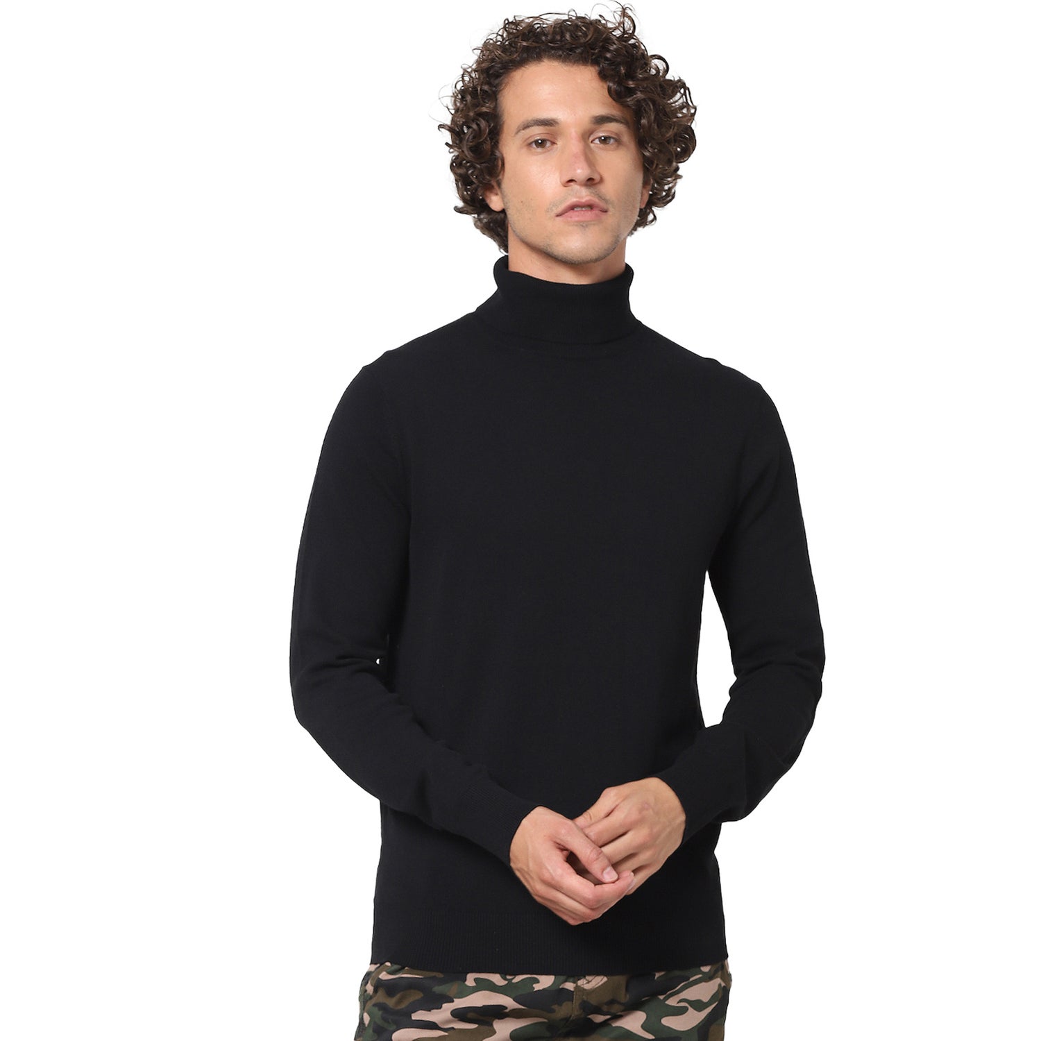 Black Solid Turtle Neck Sweater (VETURN)