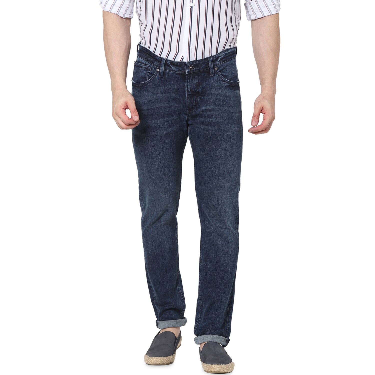 Blue Straight Fit Light Fade Jeans (VOCANDI1)