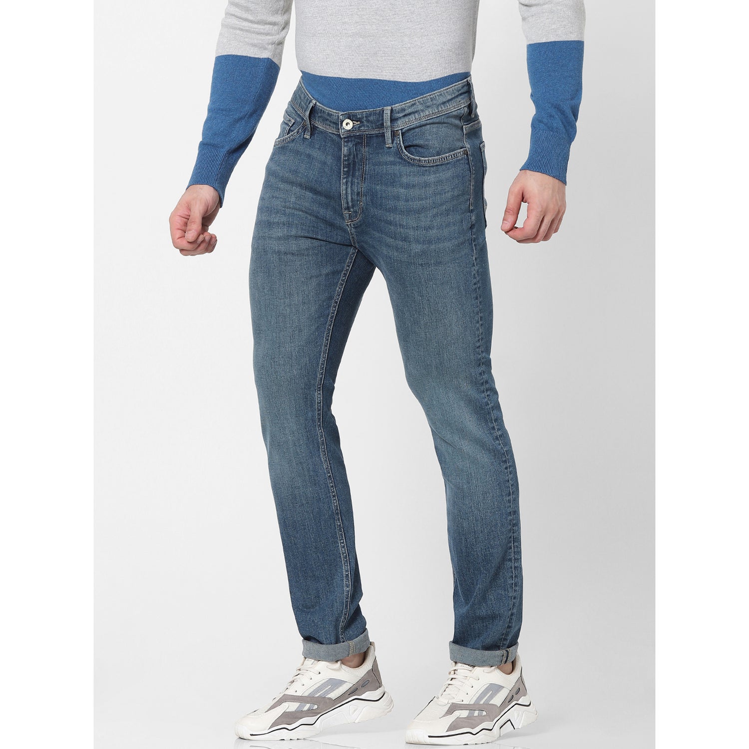 Blue Jean Slim Fit Heavy Fade Stretchable Jeans (VOSLONEIN25)