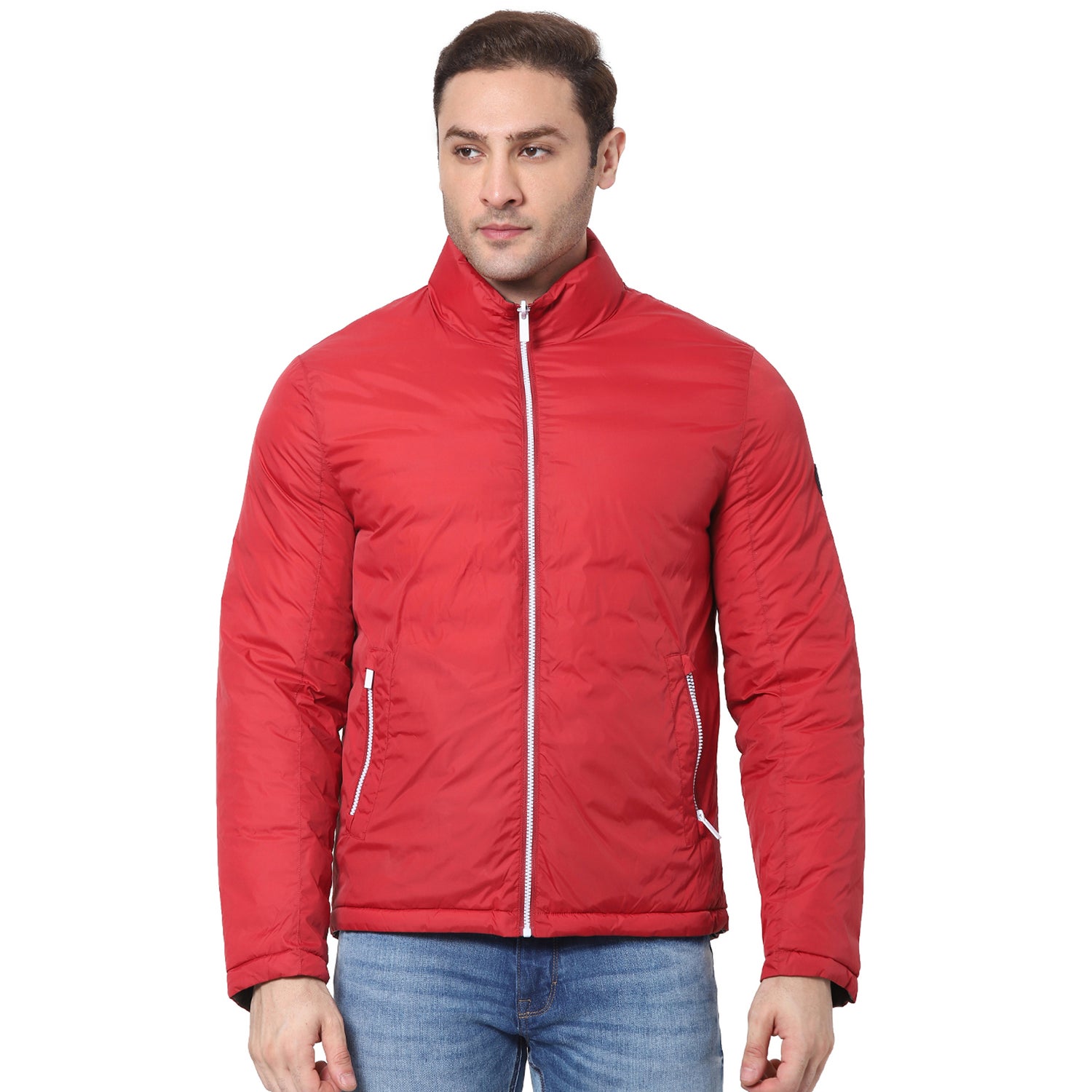 Red and Olive Green Reversible Long Sleeves Padded Jacket (VUVERSO)