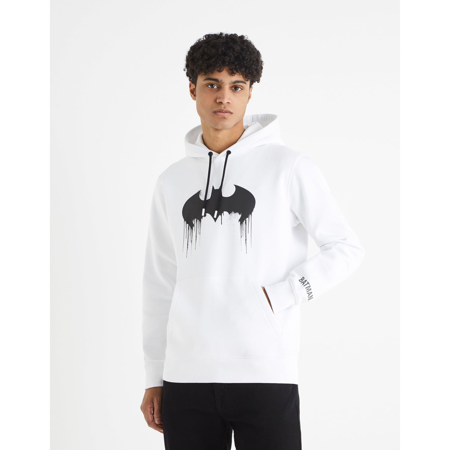 Batman - White Print Colourblocked Hooded Cotton Sweatshirt (LBEBATSW3)