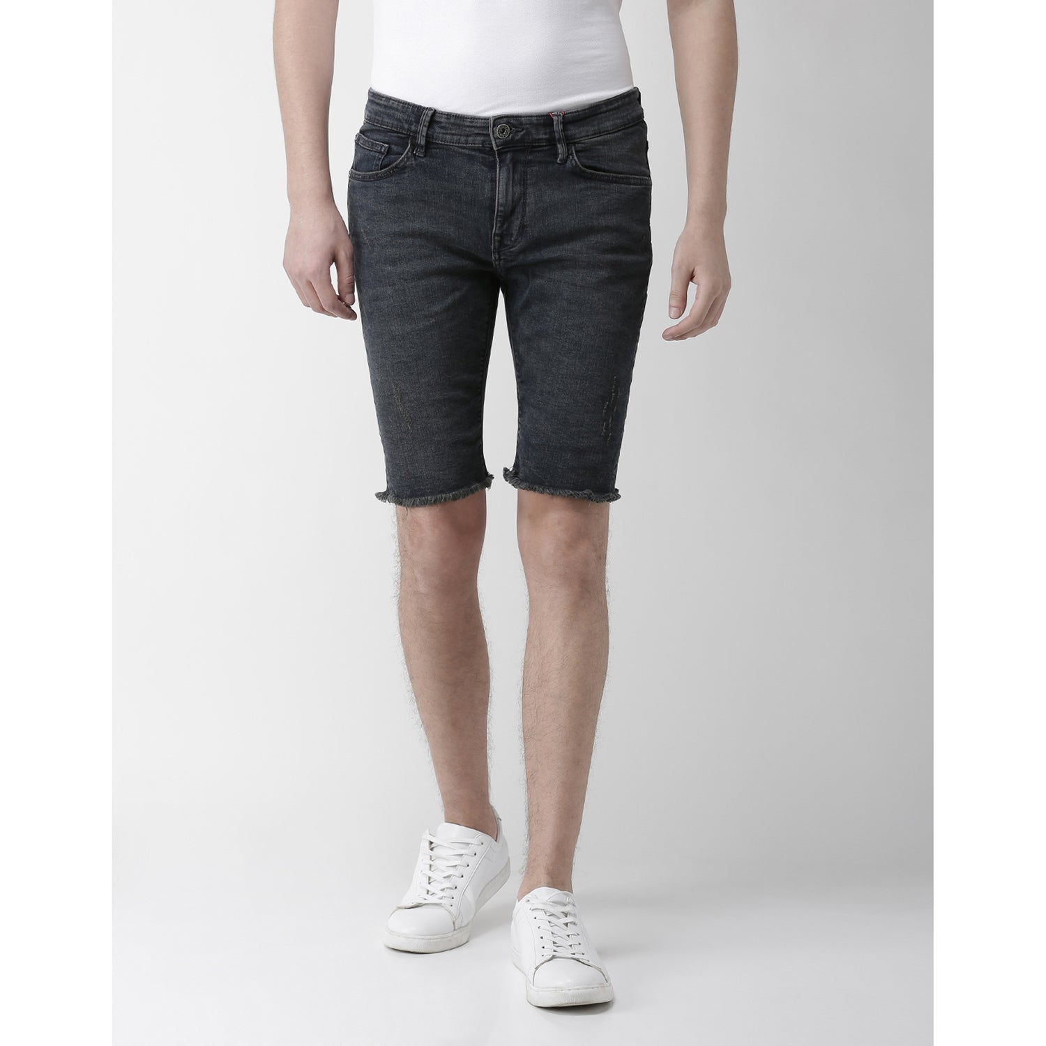 Blue Solid Slim Fit Denim Shorts (MODESTAIRIN)