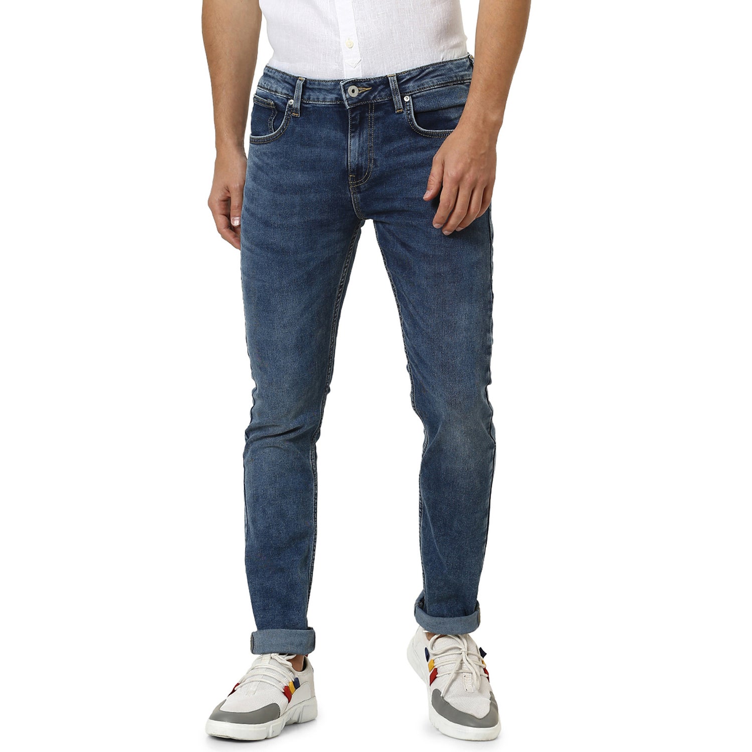 Blue Slim Fit Mid-Rise Clean Look Stretchable Jeans (POMID)