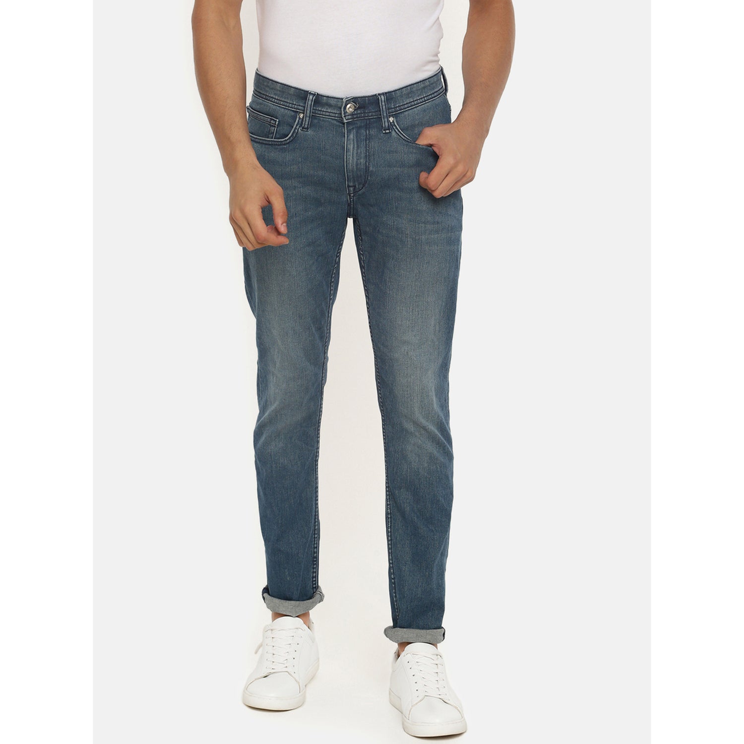 Blue Slim Fit Mid-Rise Clean Look Stretchable Jeans (POWER25)