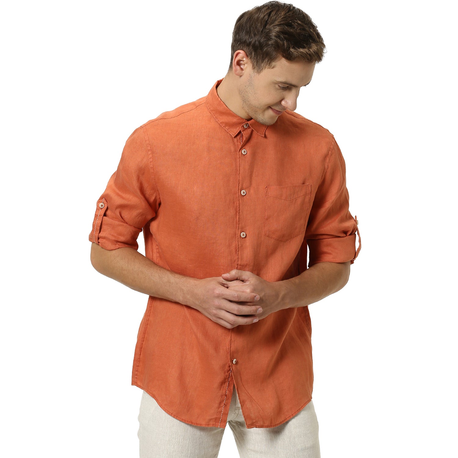 Rust Solid Casual Shirt (RATALIN)