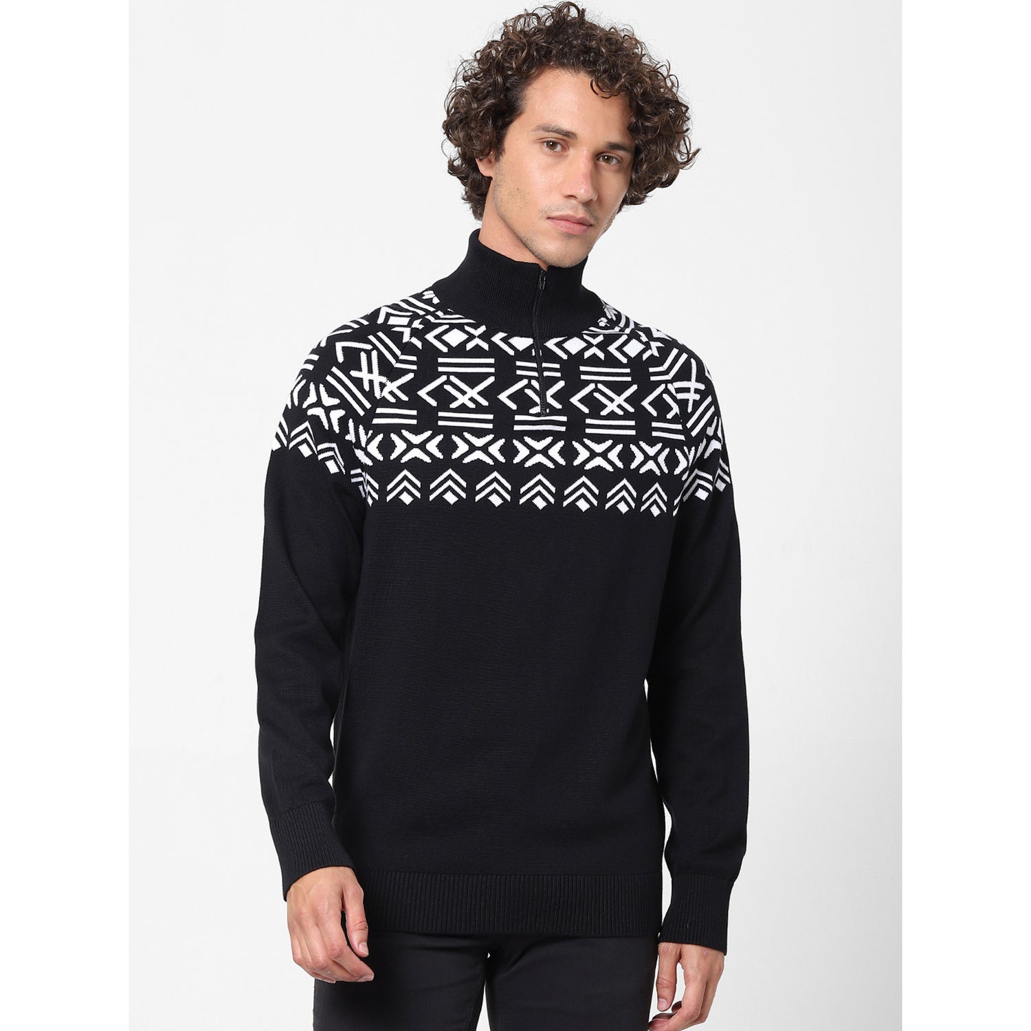 Black Colourblocked Sweater (SEKALEA)