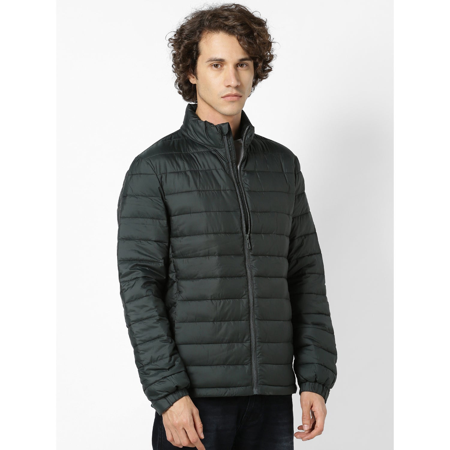 Green Solid Padded Jacket (SUNEW)