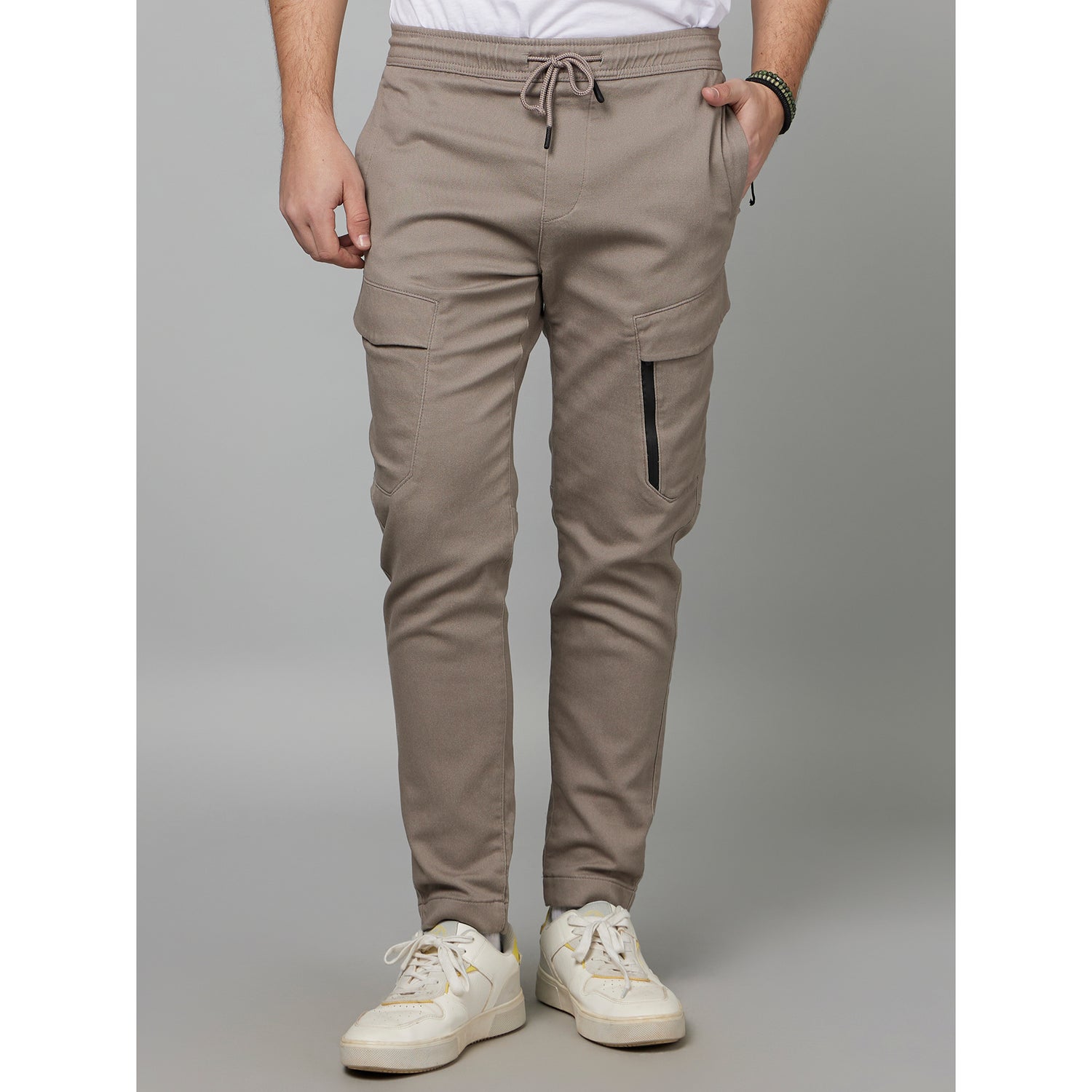 Brown Mid Rise Cotton Track Pants (FOJOG)