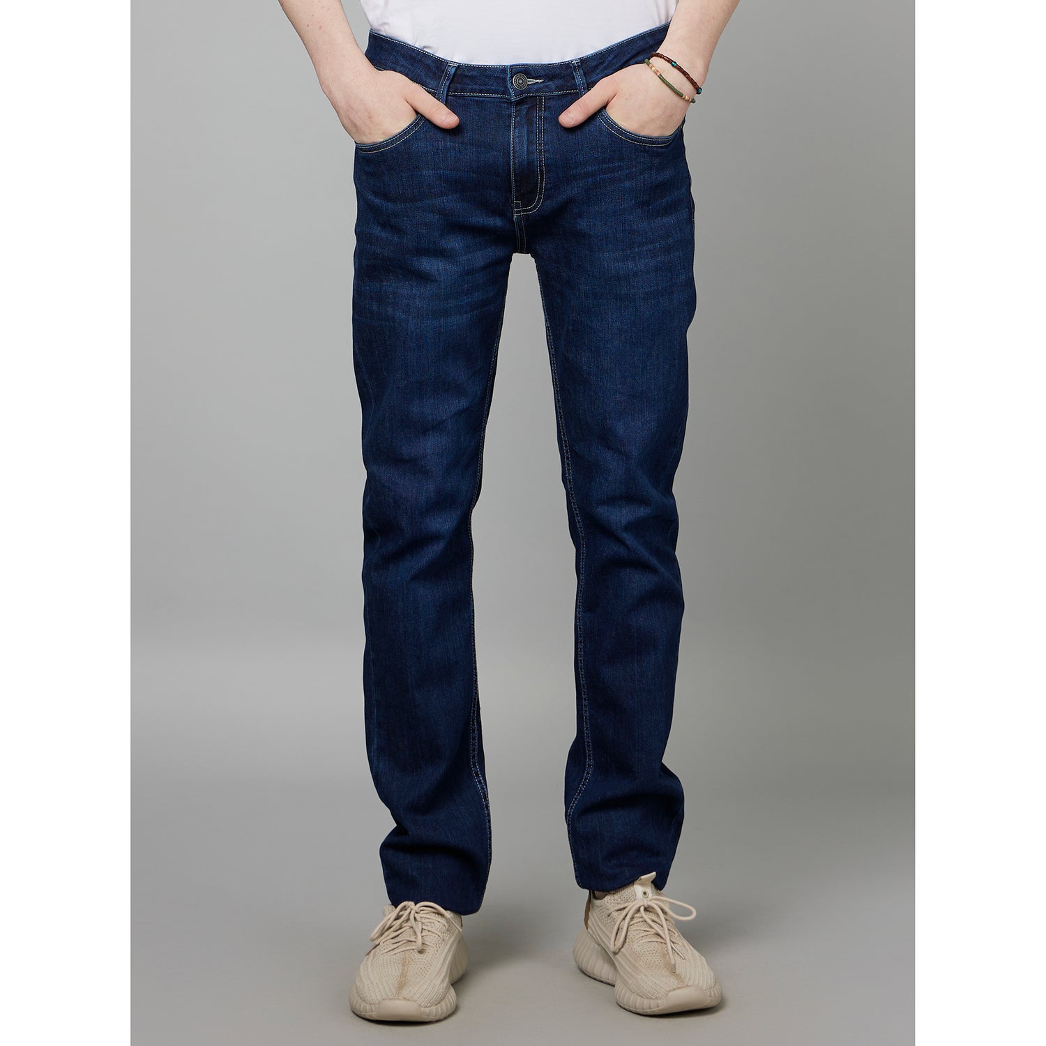 Navy Blue Slim Fit Clean Look Light Fade Jeans (DOBASESTL)