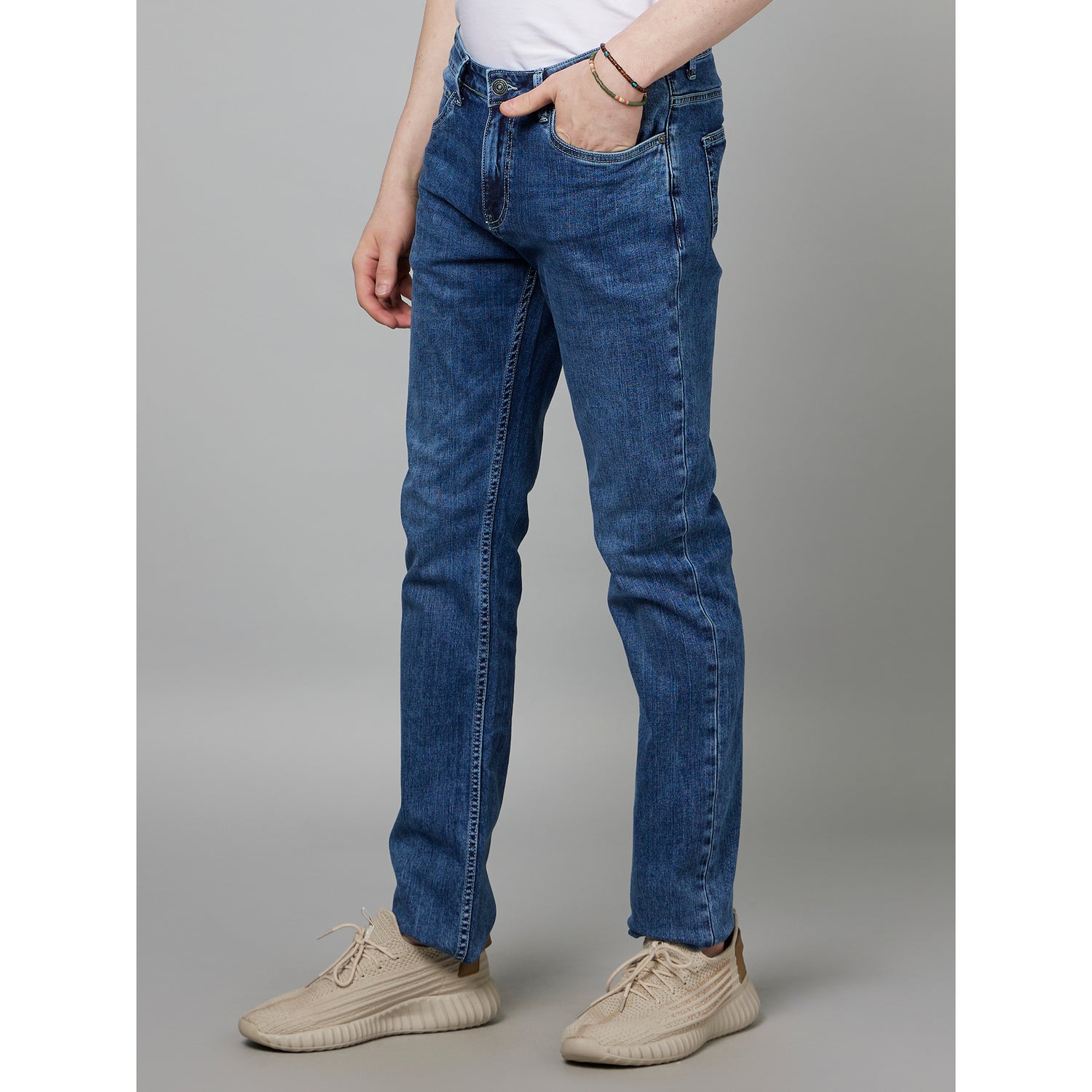 Blue Slim Fit Clean Look Light Fade Jeans (DOBASESTL)