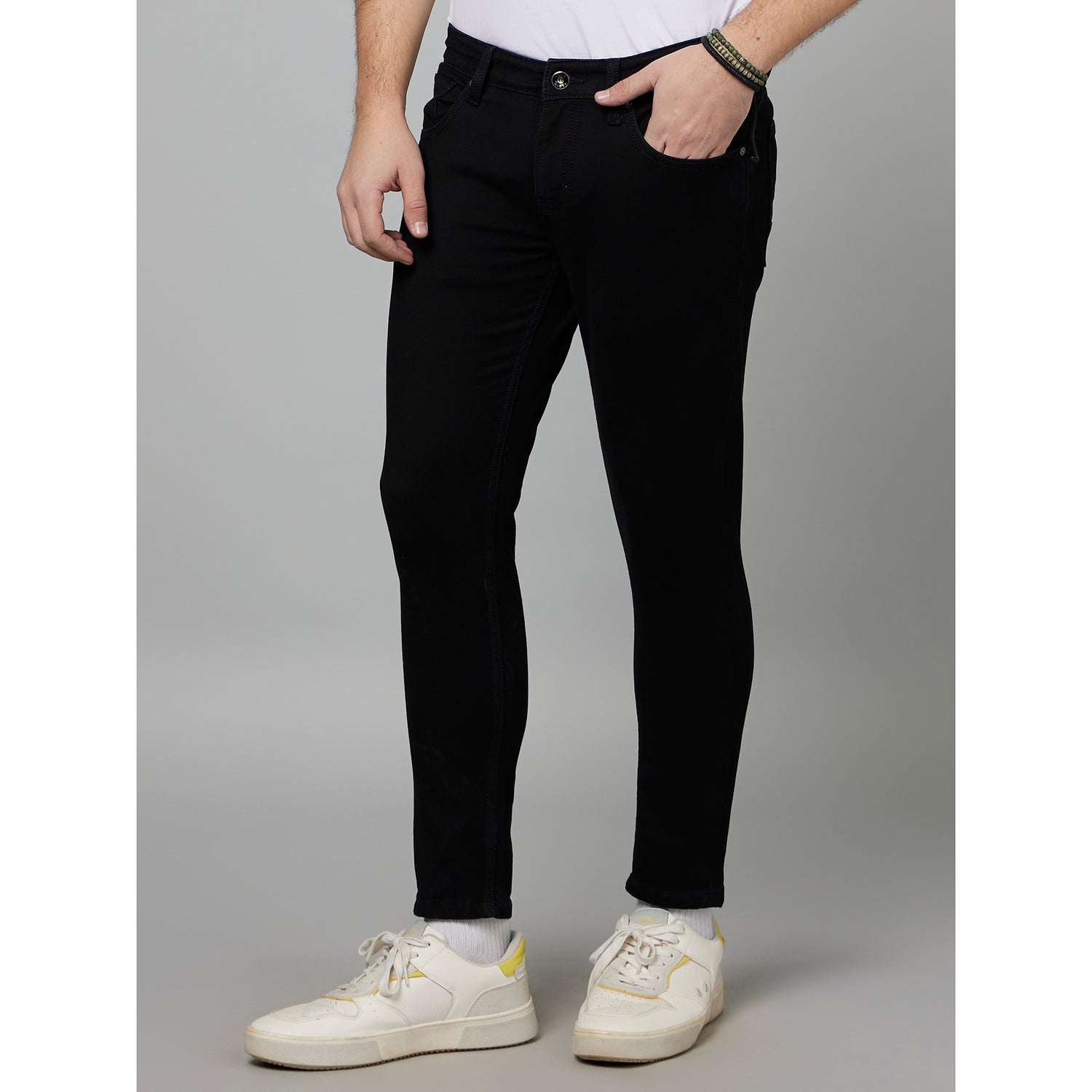Navy Blue Classic Skinny Fit Trousers (FOANKLE2)