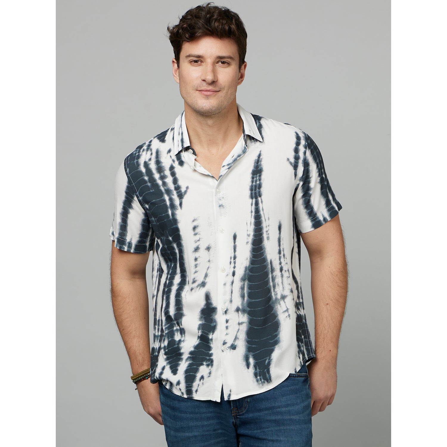 White Classic Tie and Dye Casual Shirt (FAPRITIE1)