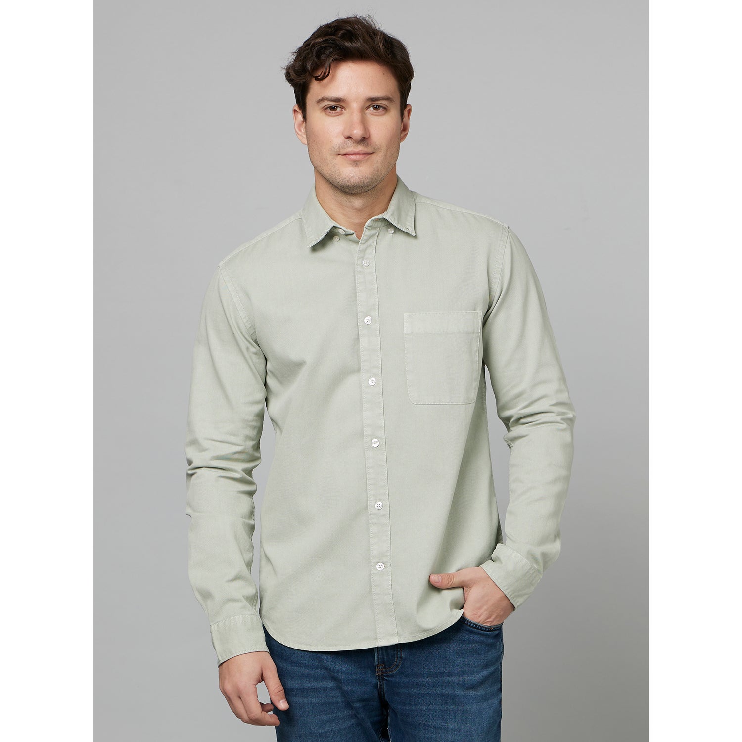 Grey Classic Cotton Casual Shirt (FAZAROD)