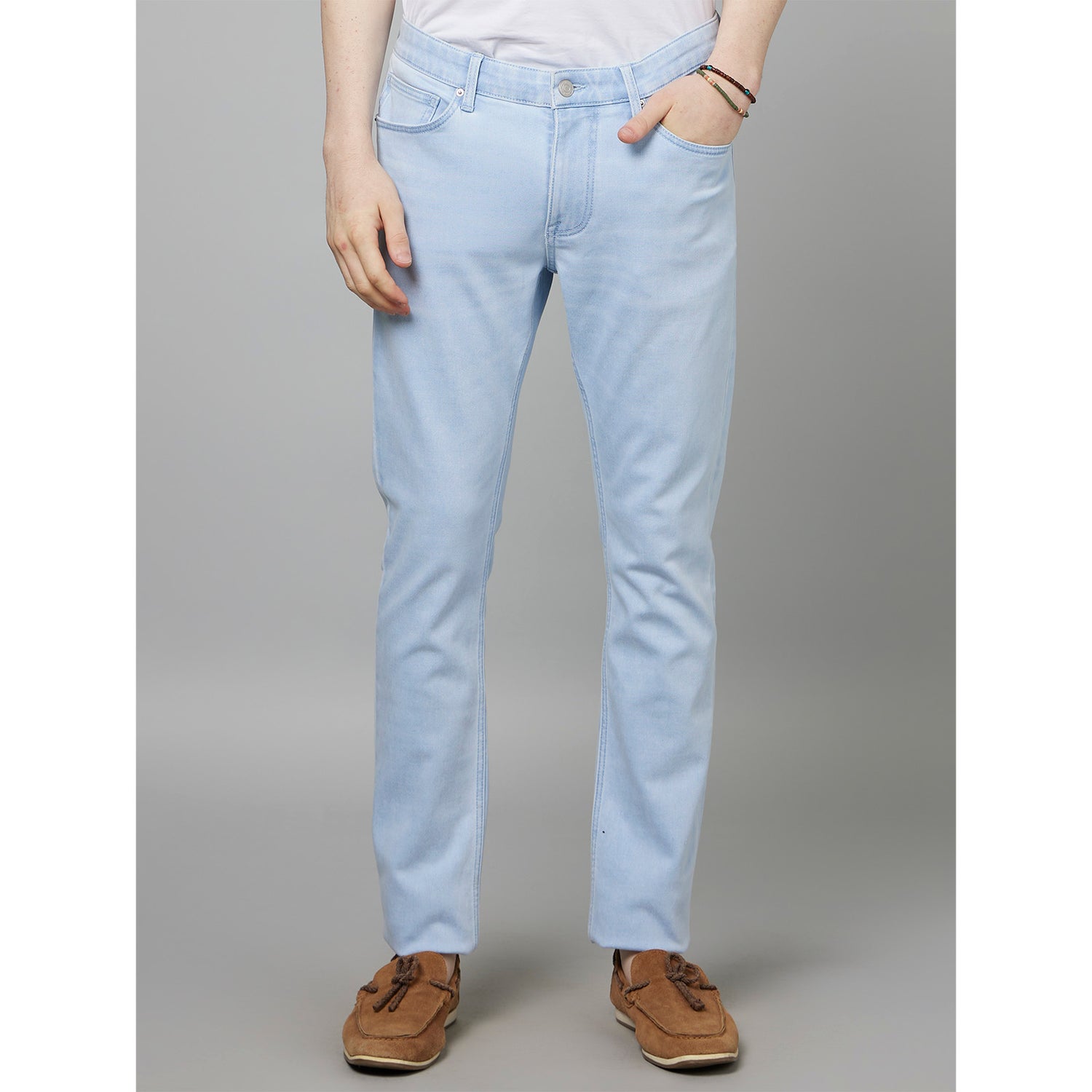 Light Blue Slim Fit Stretchable Cotton Jeans (FOACTIVE)