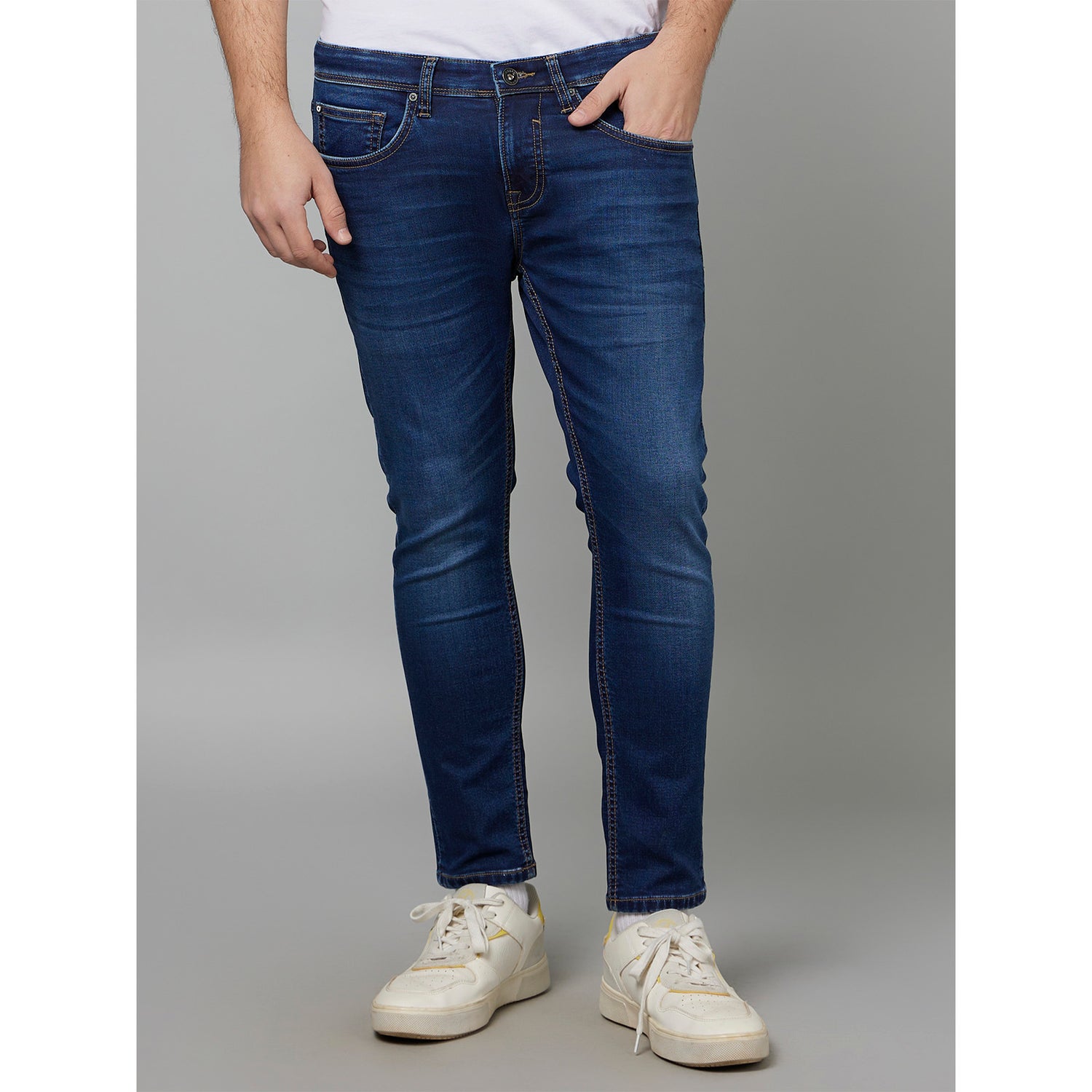 Blue Skinny Fit Light Fade Stretchable Cotton Jeans (FOANKLE3)