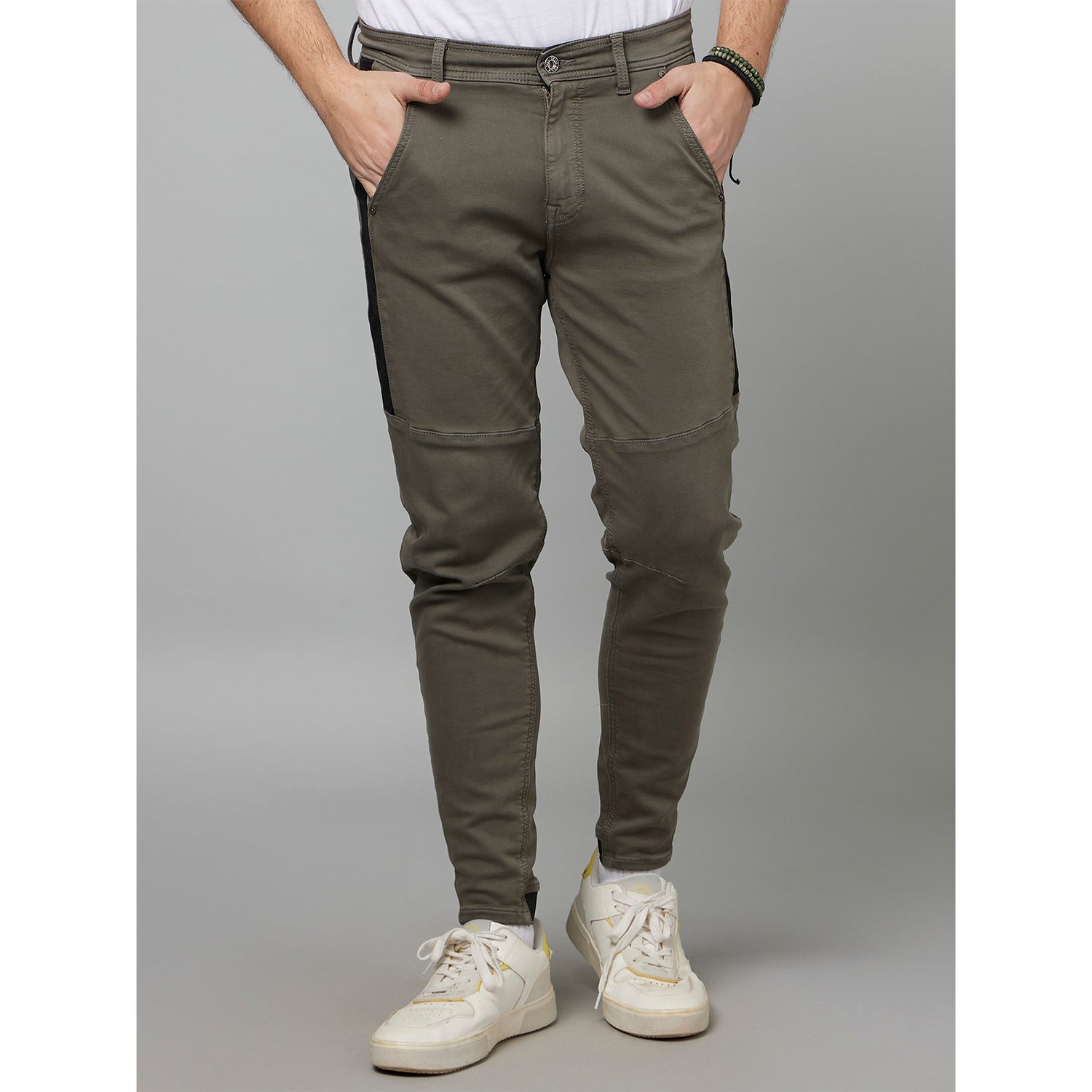Green Skinny Fit Low Distress Stretchable Cotton Jeans (FOBIKE)