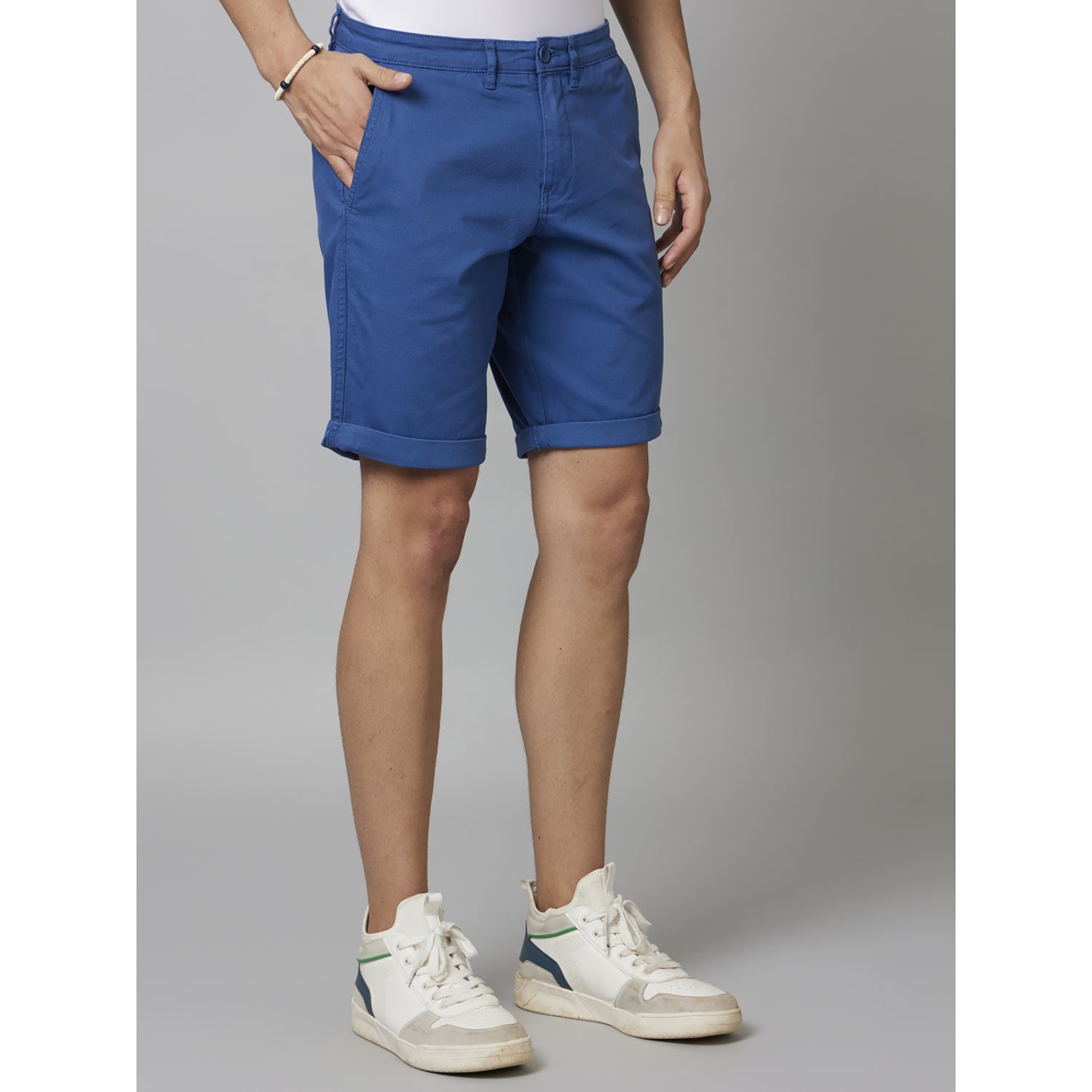 Blue Solid Cotton Shorts (BOCHINOBM)