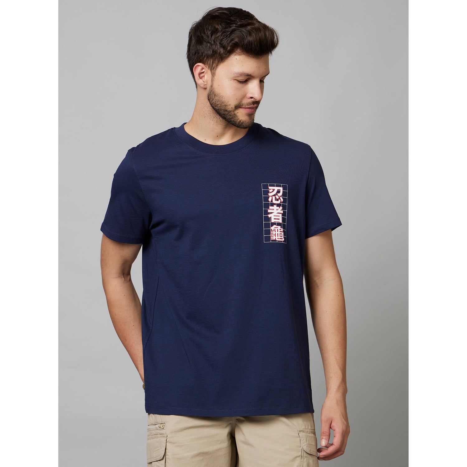 Teenage Mutant Ninja Turtle - Graphic Printed Navy Short Sleeve Cotton T-Shirts (LDETURTLE)