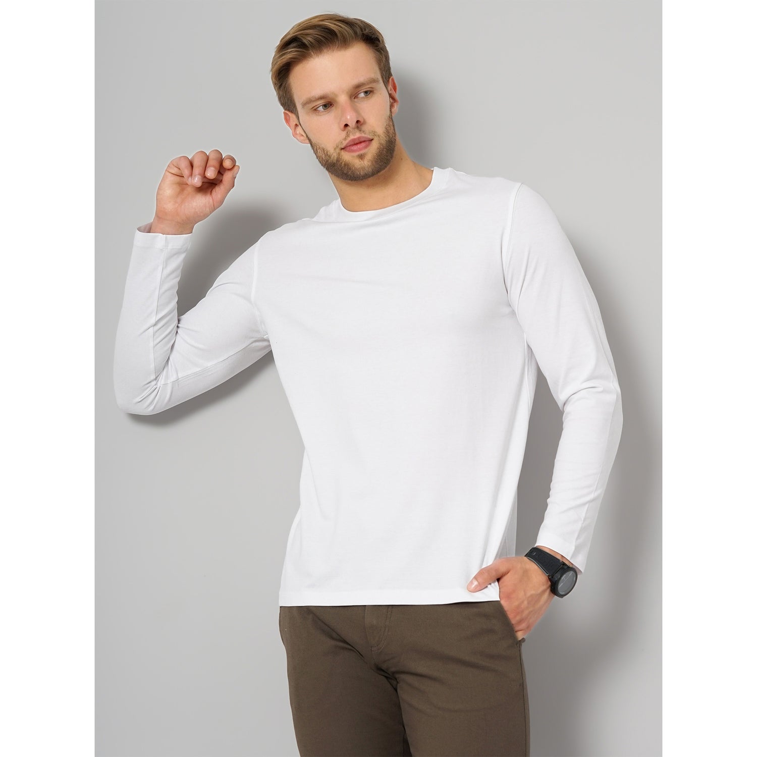 White Solid Cotton T-shirt