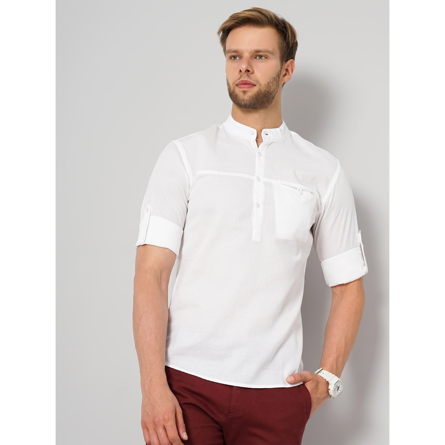 White Solid Cotton Shirt
