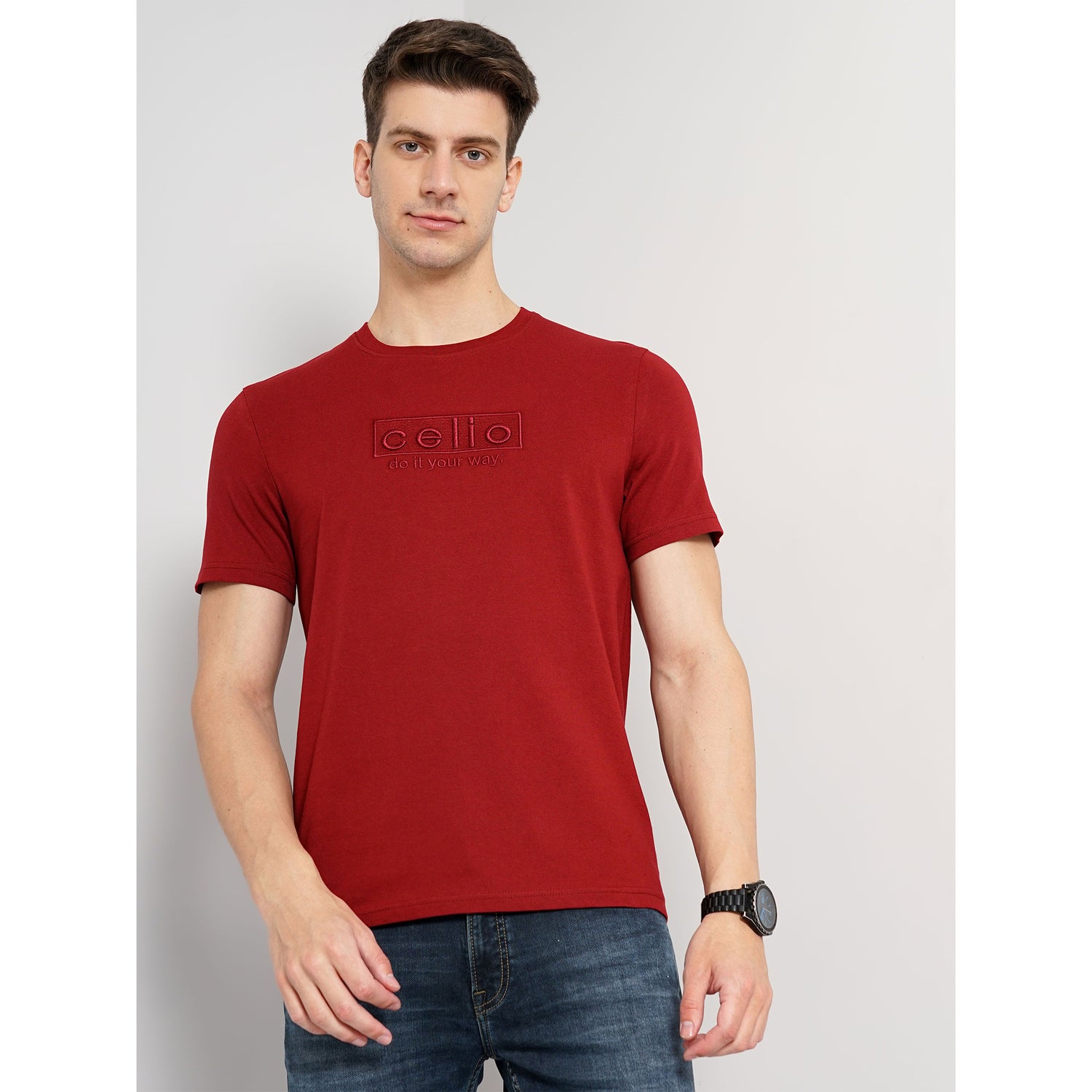 Red Cotton Graphic Tees