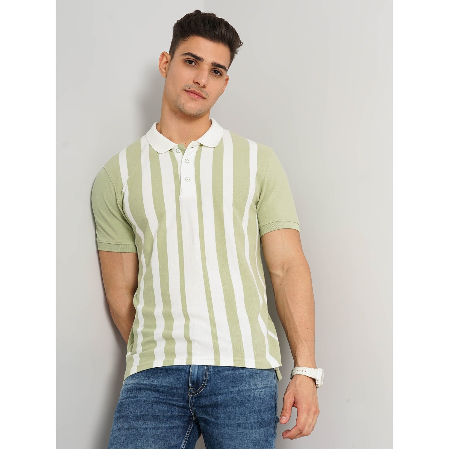 Green Cotton Fashion Polo Tshirt
