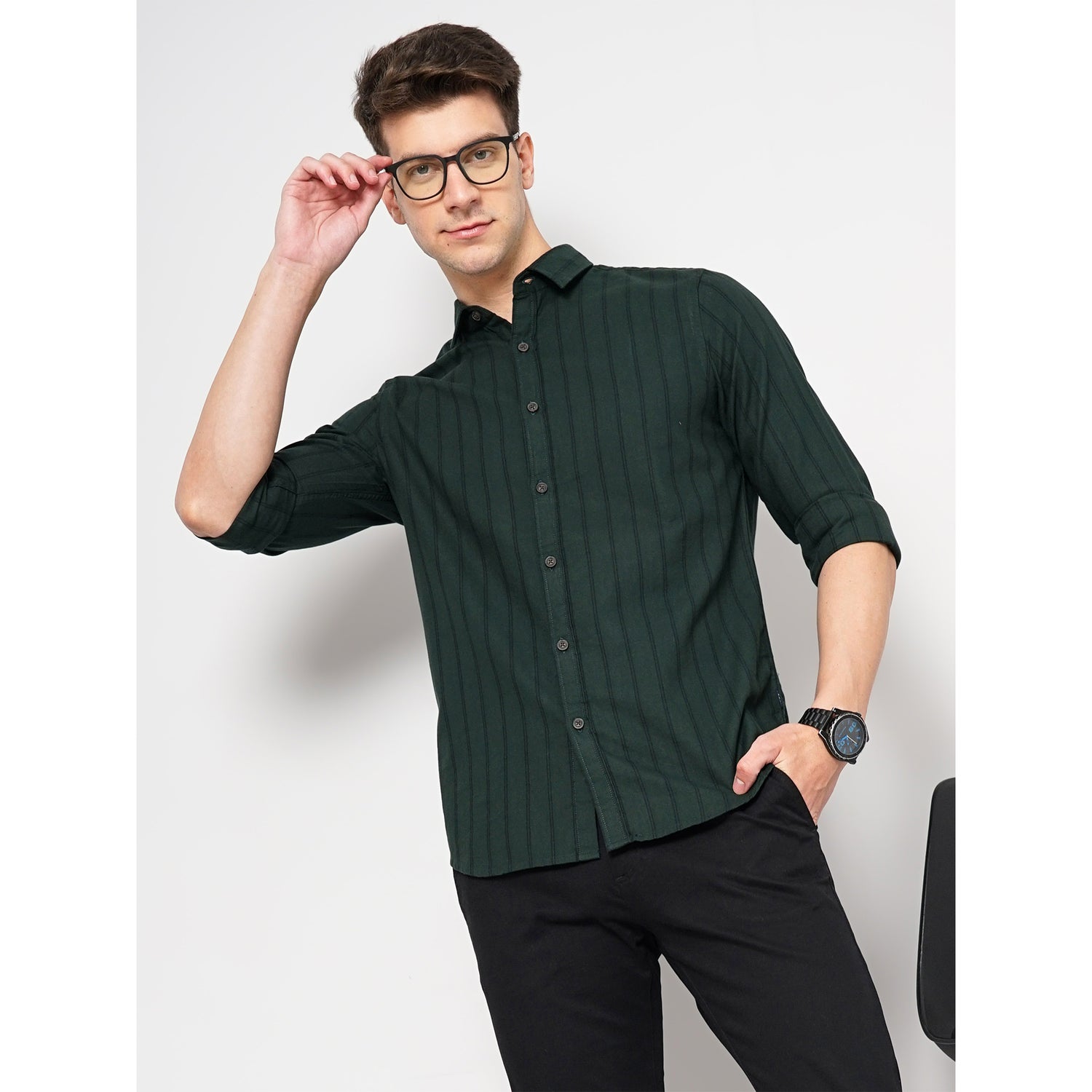 Green Cotton Fashion Shirt