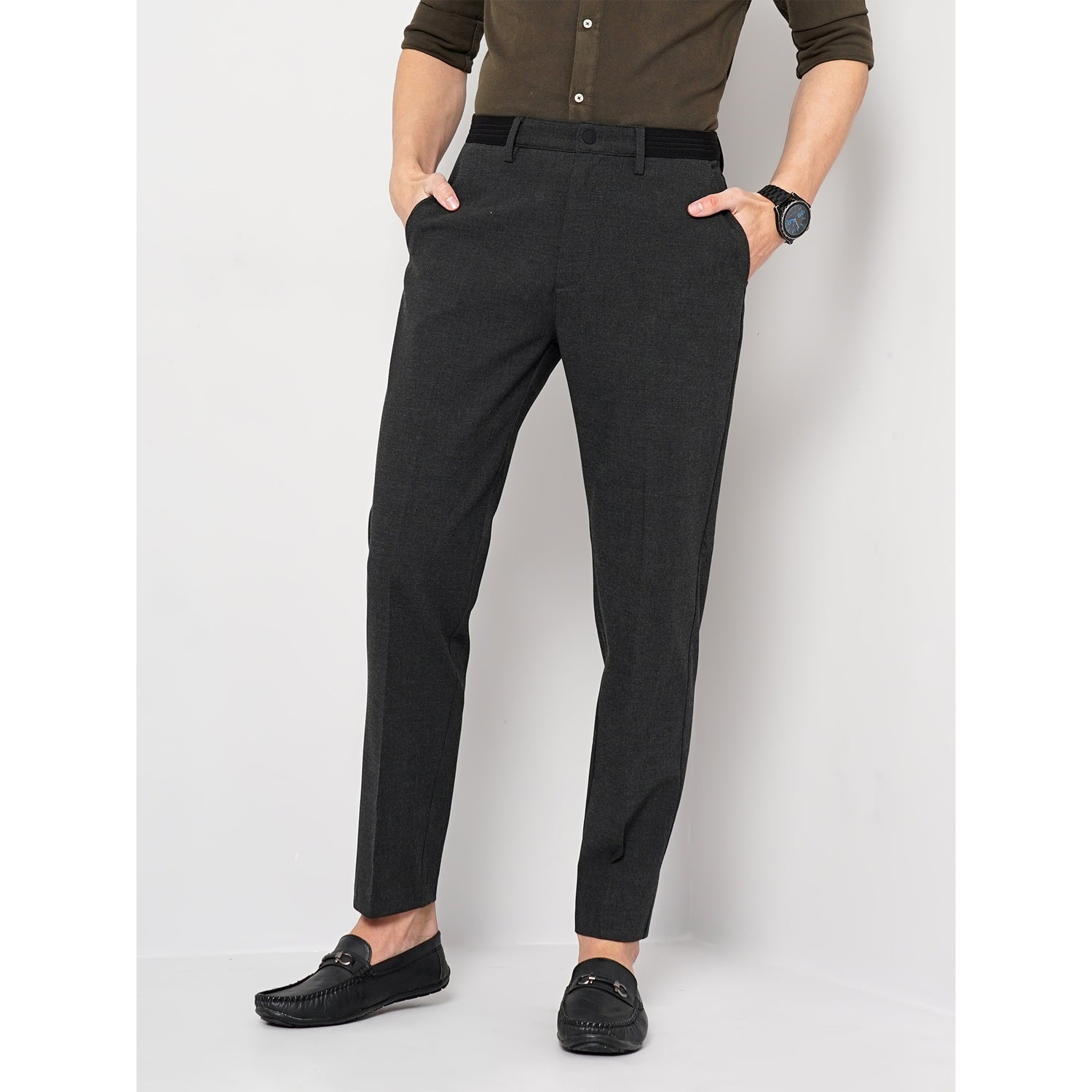 Black Polyester Fashion Pant Trousers