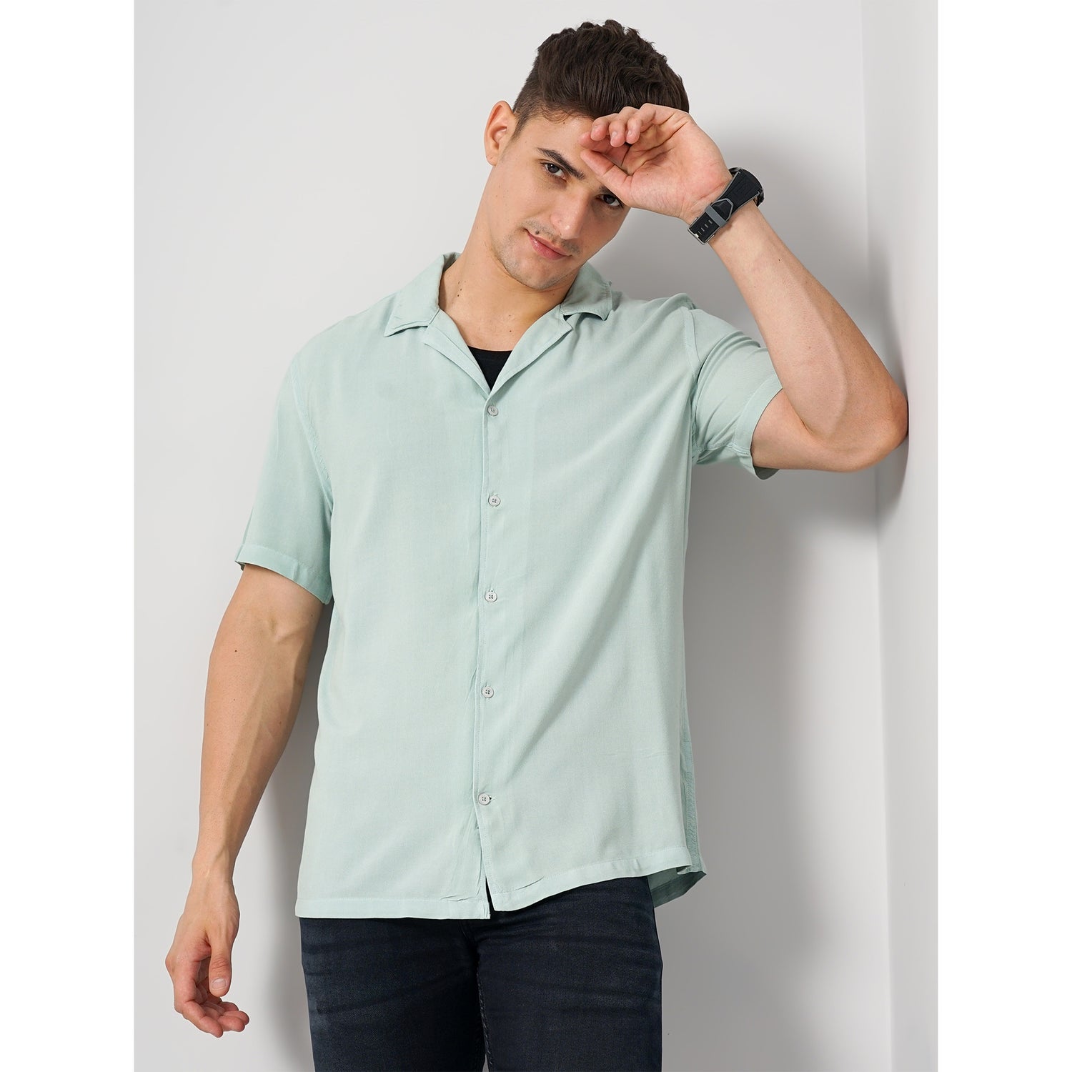Green Viscose Soft Touch Shirt