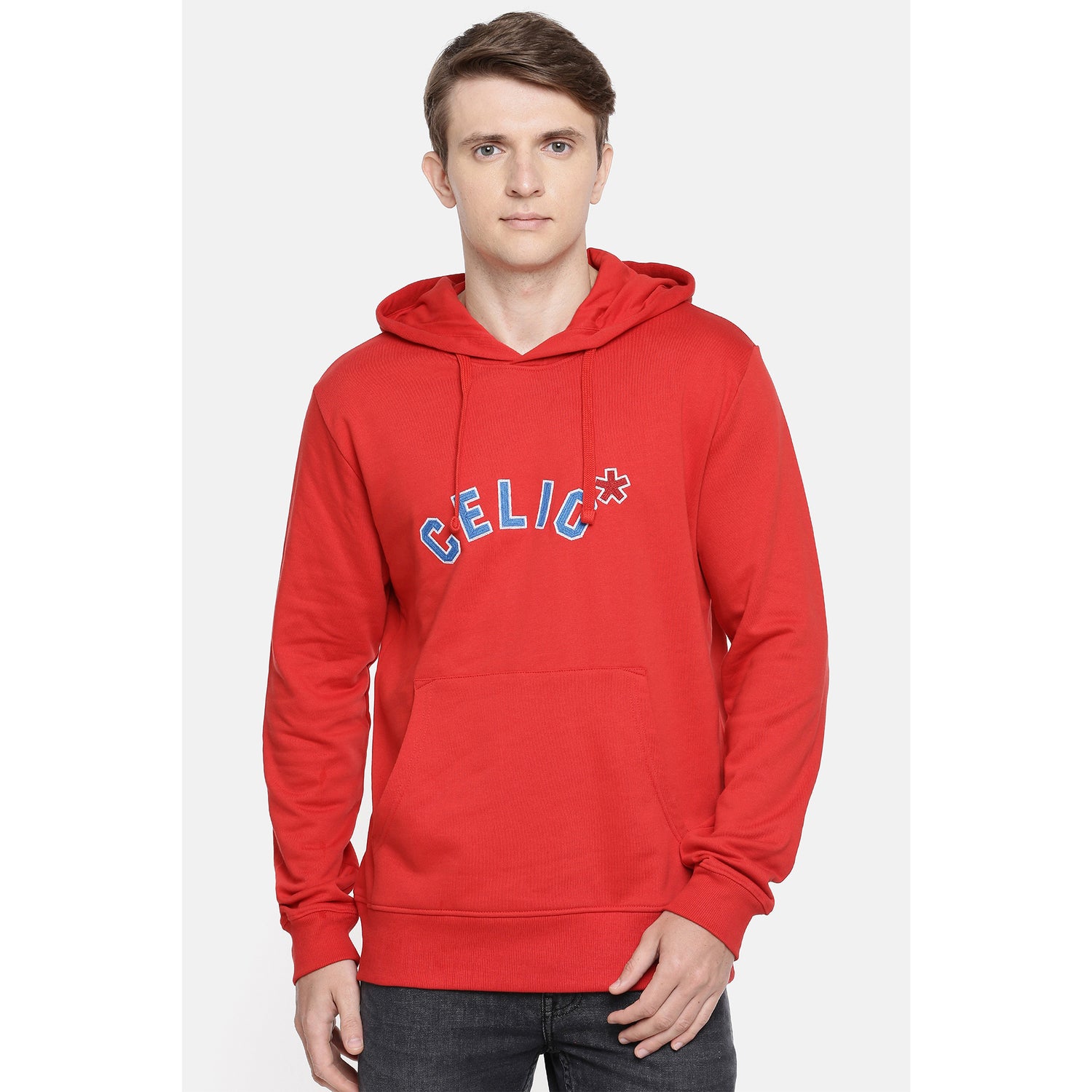 Men's Red Typographic Hoodies (PEARTHINI)